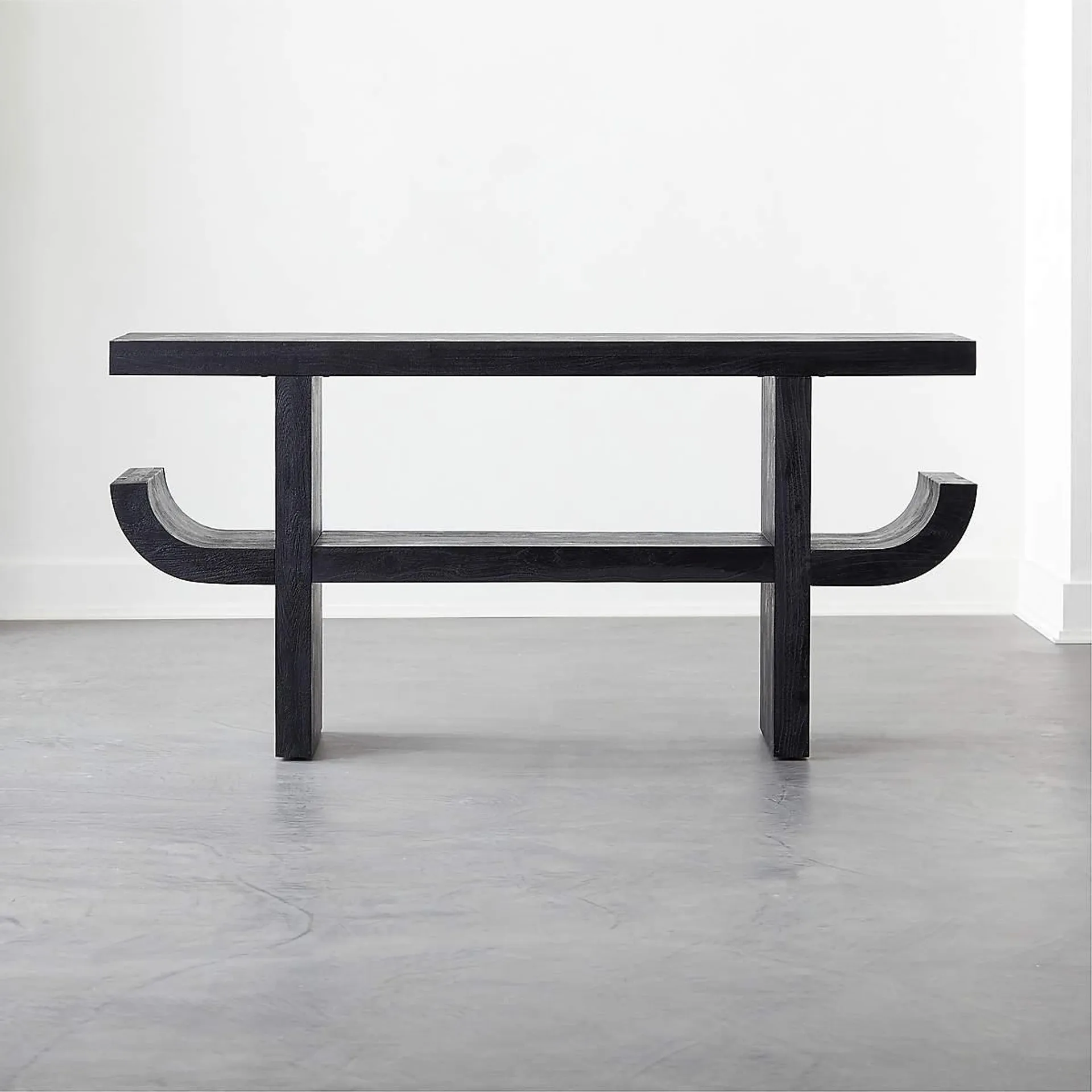 Pagoda 60" Black Acacia Wood Console Table