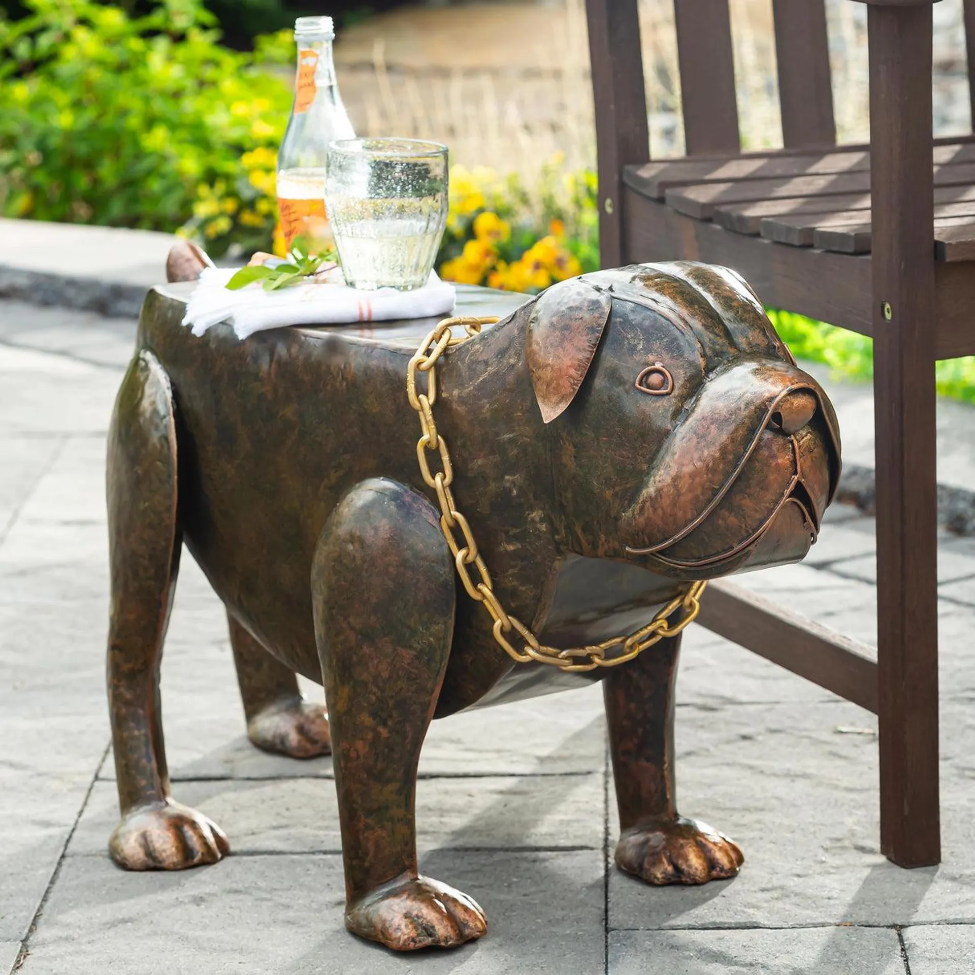 Handmade Metal Pit Bull Table