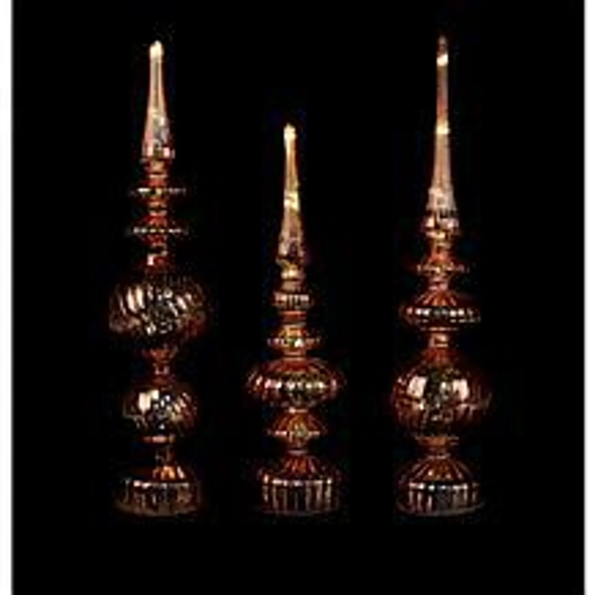 Alison at Home Illuminated Glass Finials with Timers 3-piece Set