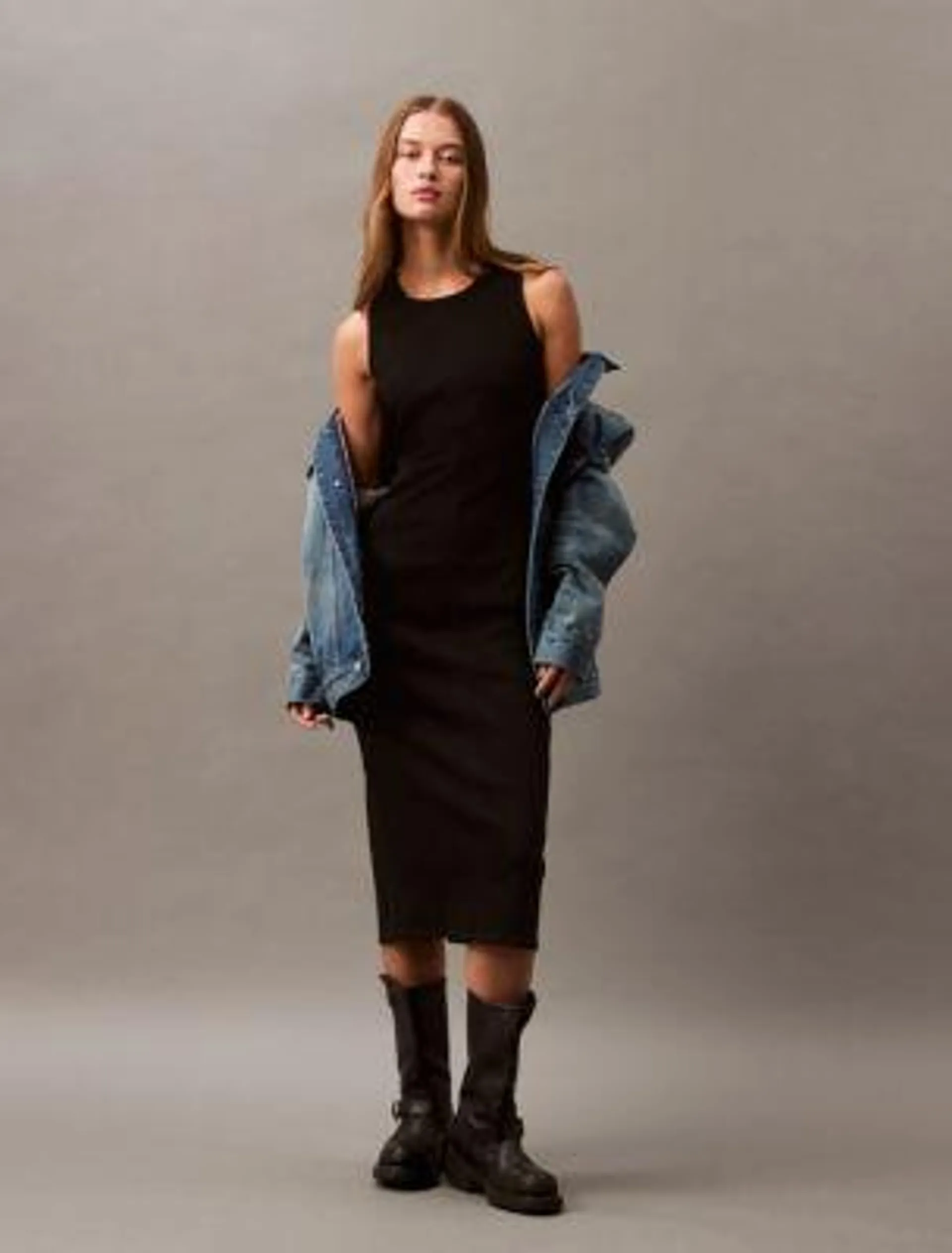 Sculpt Midi Denim Dress