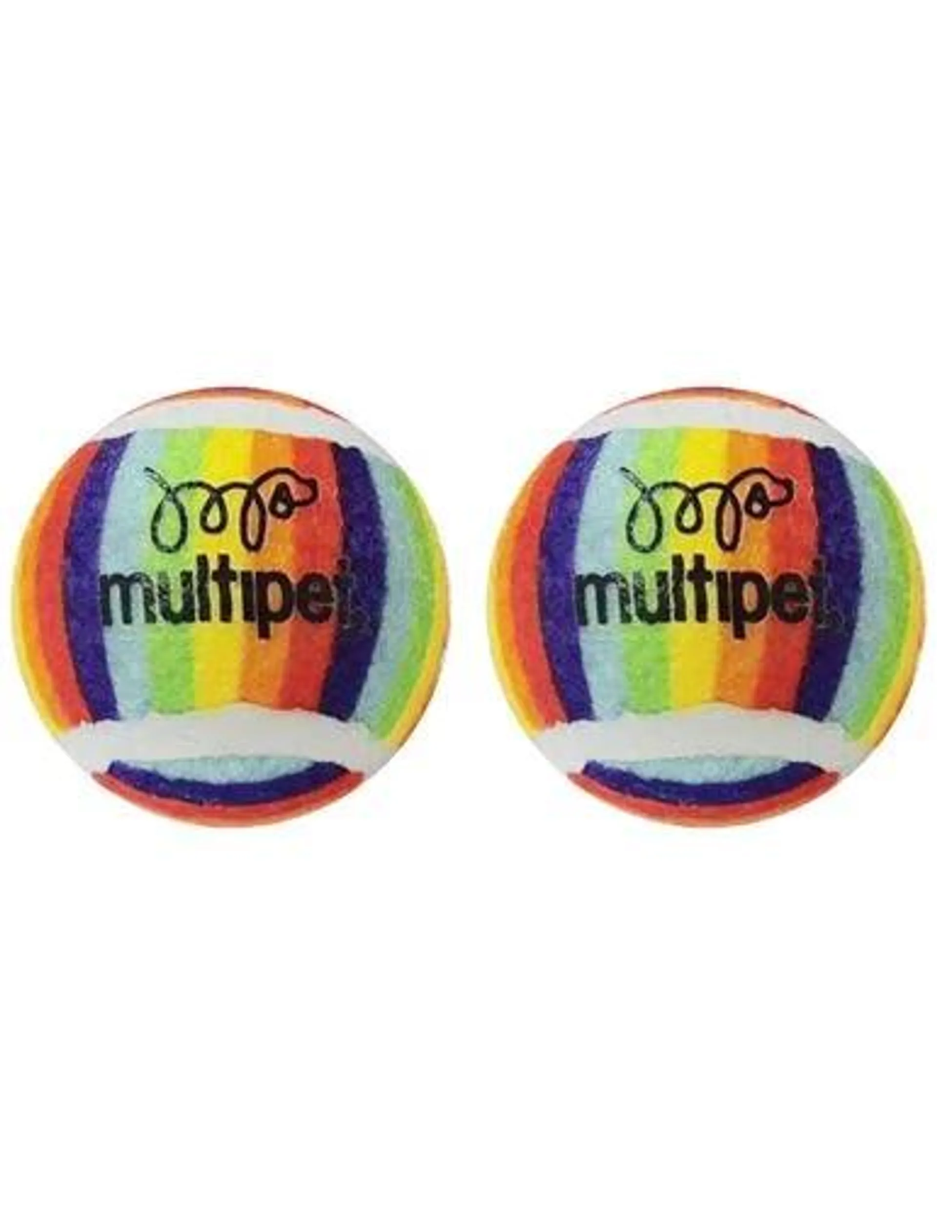 Multipet Rattle Tennis Ball Rainbow Cat Toy, 2 Inches, 1 Each