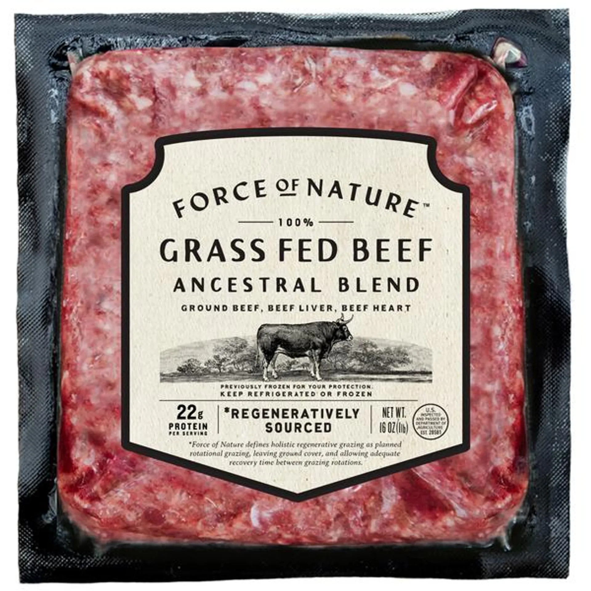 Force of Nature Meats Co. 100% Grass Fed Beef, Ancestral Blend