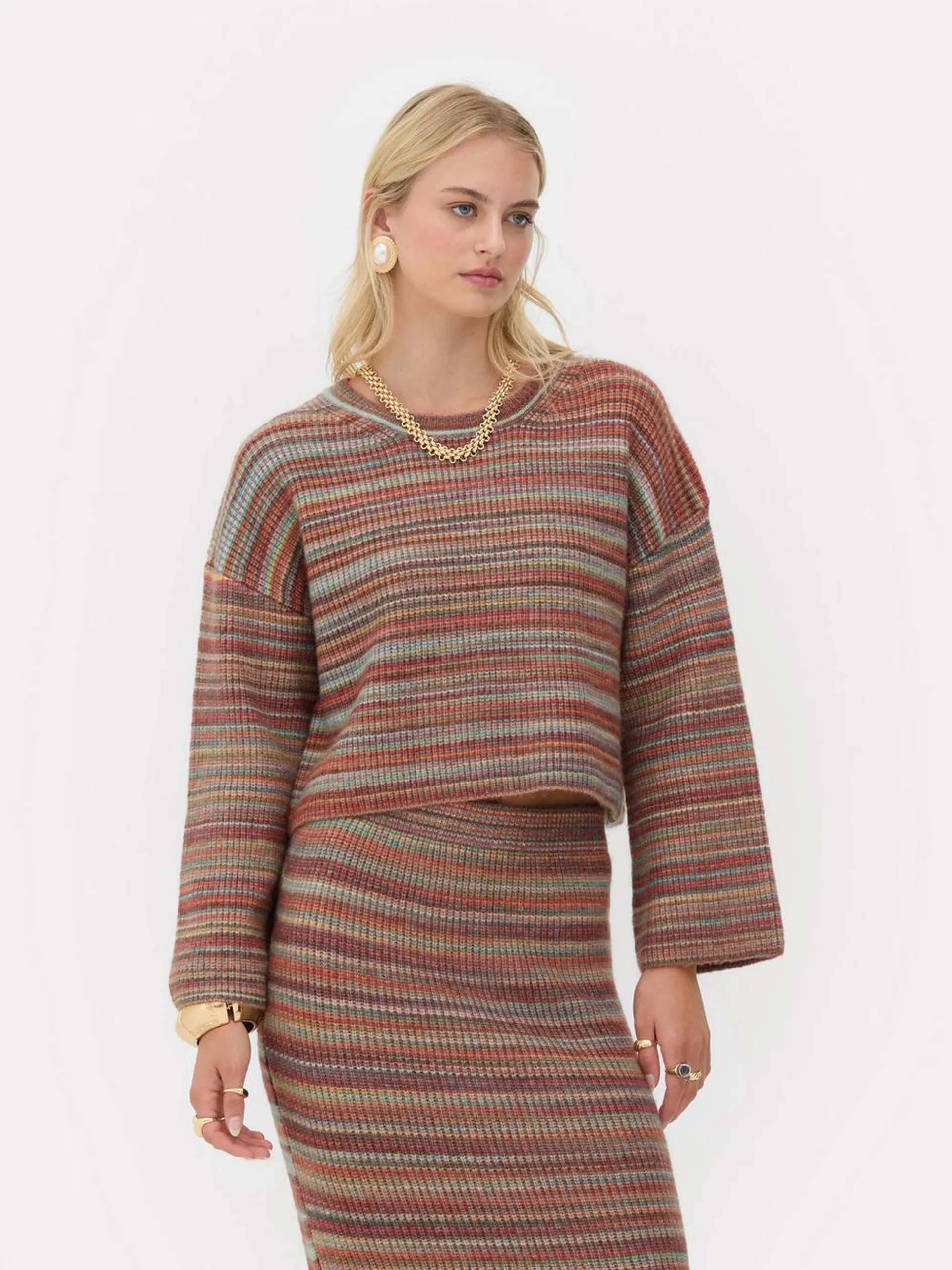 Rita Ora Co-ord Stripe Knit Jumper