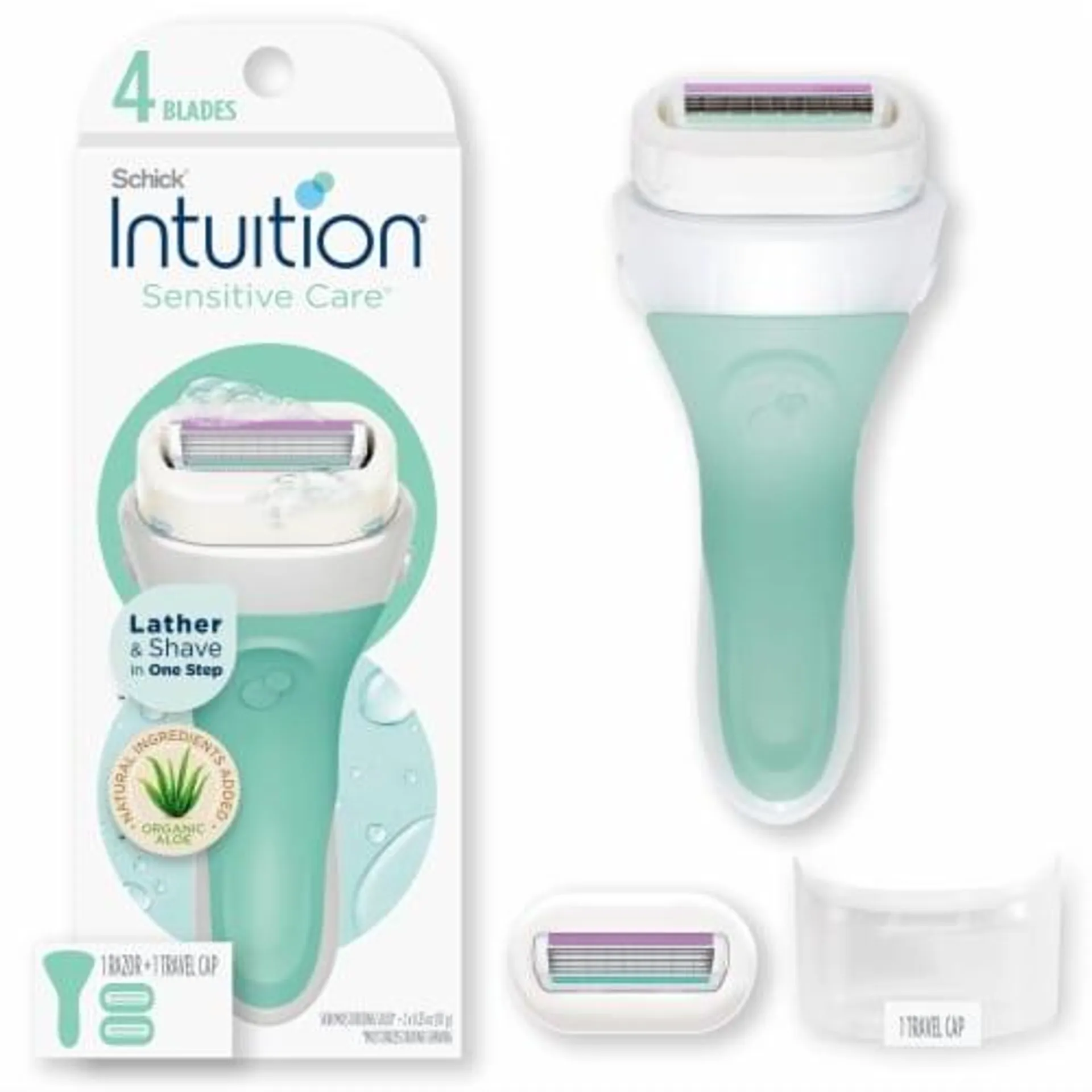 Schick Intuition Sensitive Care With Natural Aloe Women's Four-Blade Razor Kit