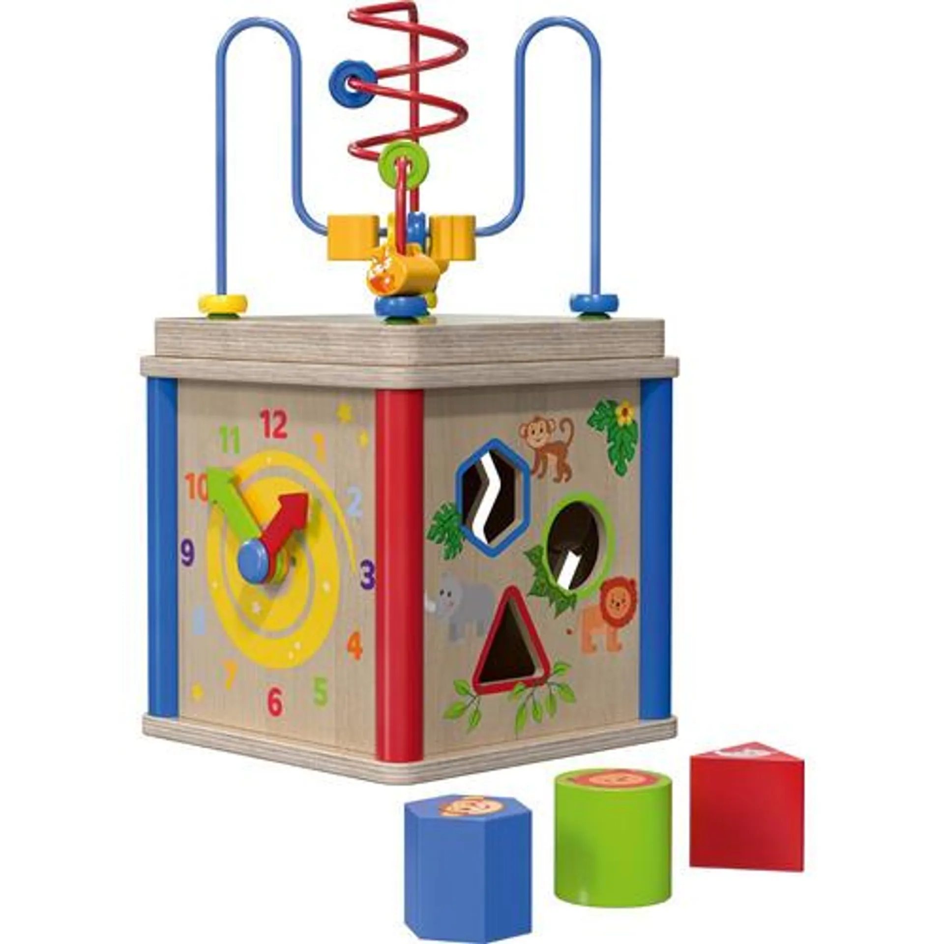 Playtive motor skills toys, 5-in-1 wooden activity cube