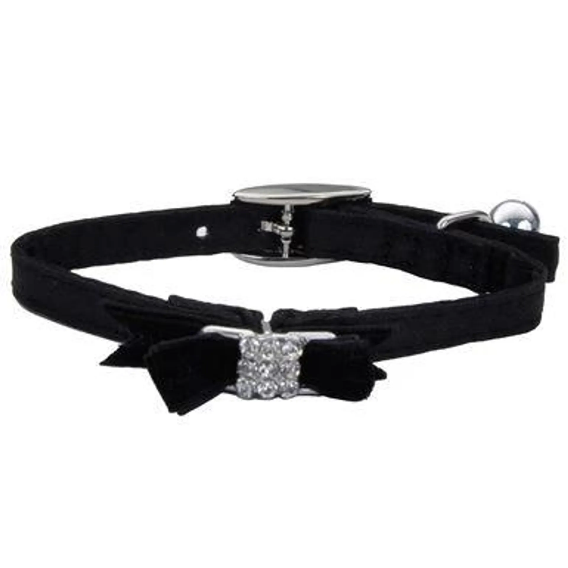 Coastal Pet Products Li'l Pals® Safety Kitten Collar with Bow, Black Silk, 3/8" x 08"