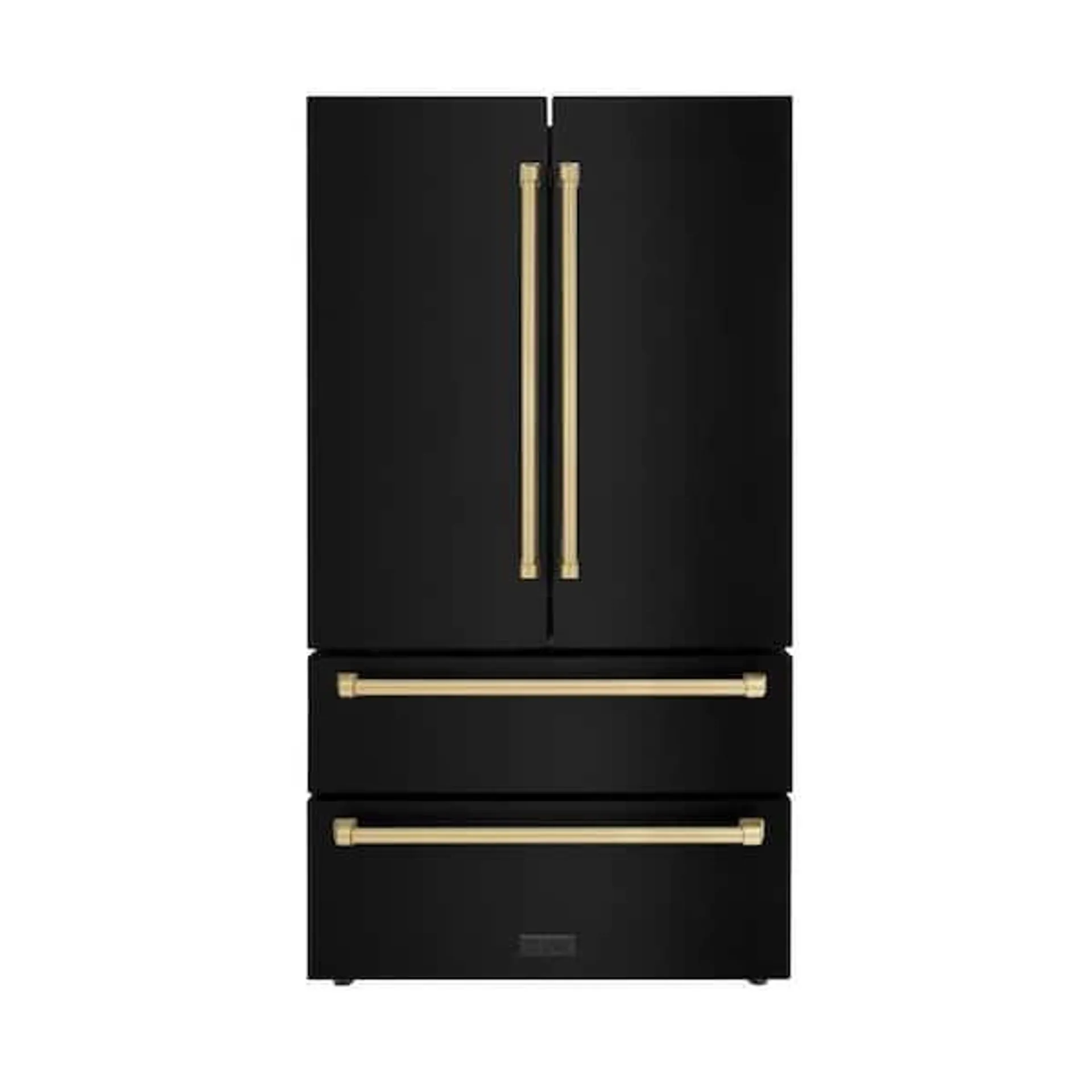 Autograph Edition 36 in. 4-Door French Door Refrigerator with Internal Ice Maker in Black Stainless & Champagne Bronze