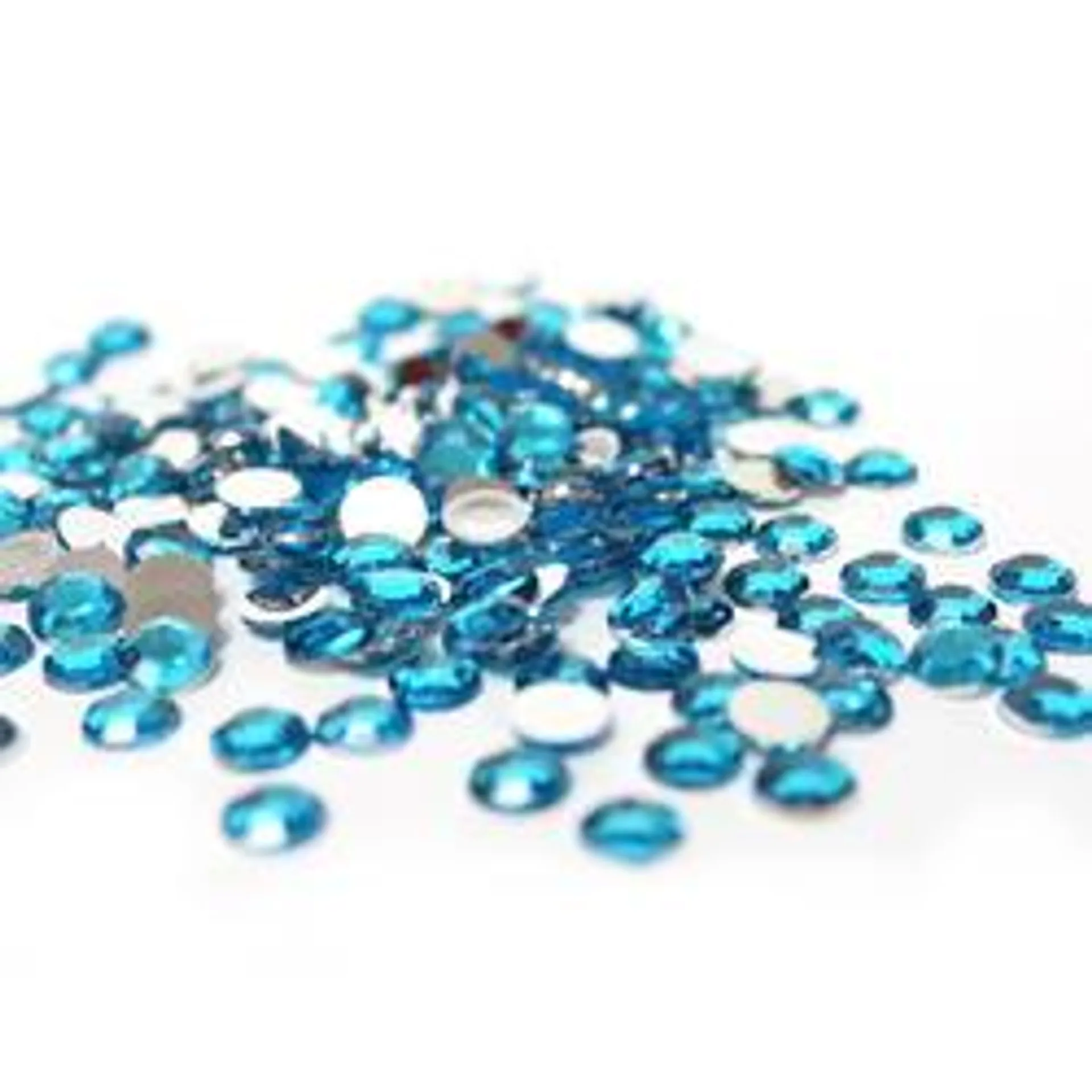 Turquoise Flat Back Faceted Round Rhinestones (Approx. 175 pieces)