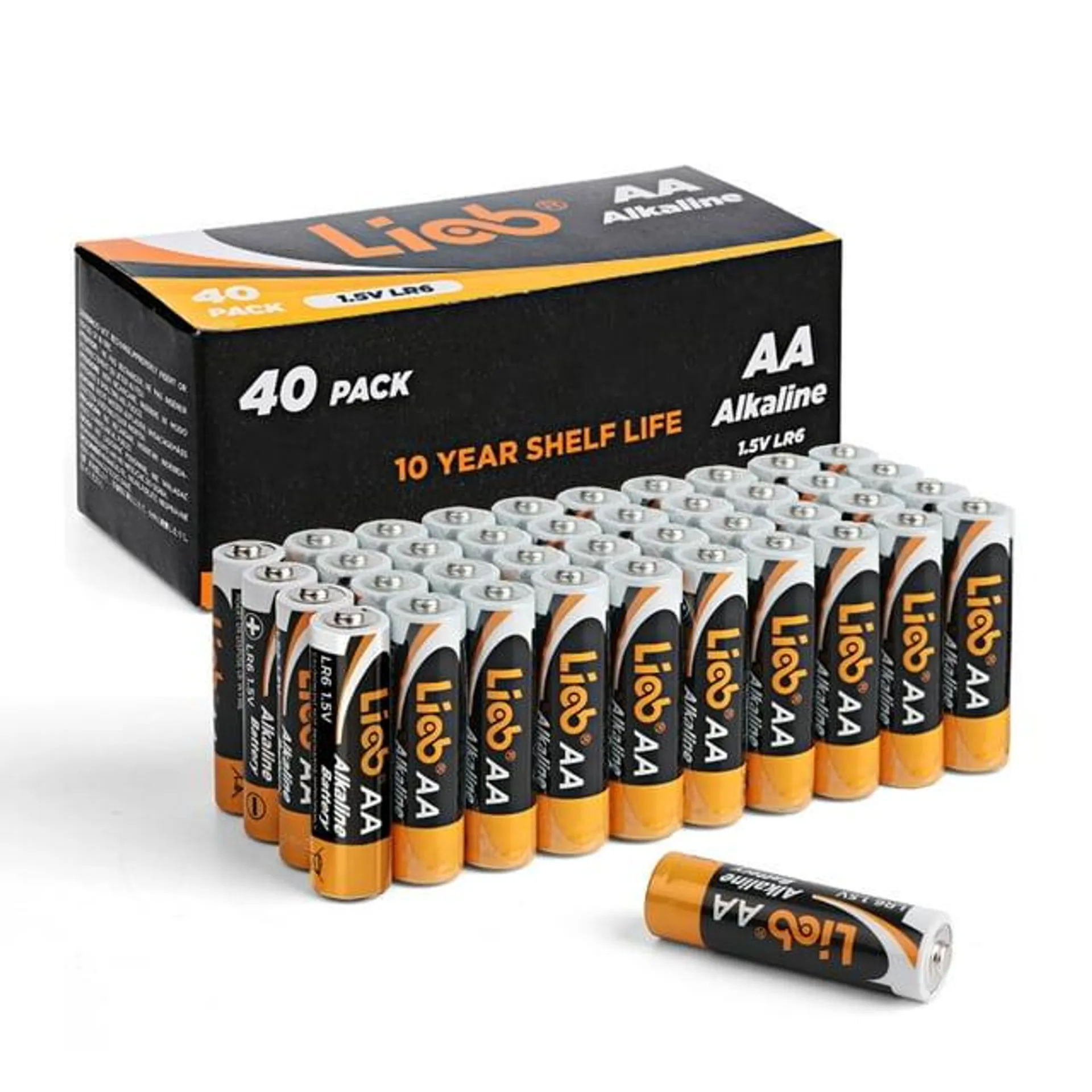 LiCB 1.5 Volts Alkaline AA Batteries 40 Pack, Long-Lasting Alkaline Double a Battery