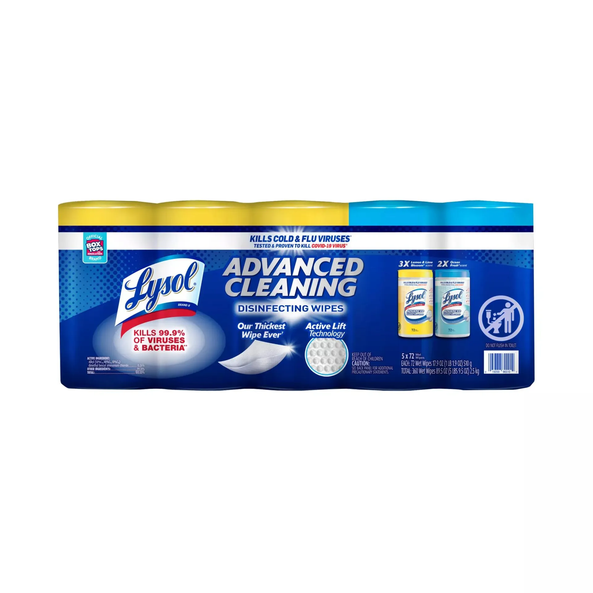 Lysol Advanced Cleaning Disinfecting Wipes Variety Pack, 360 ct.