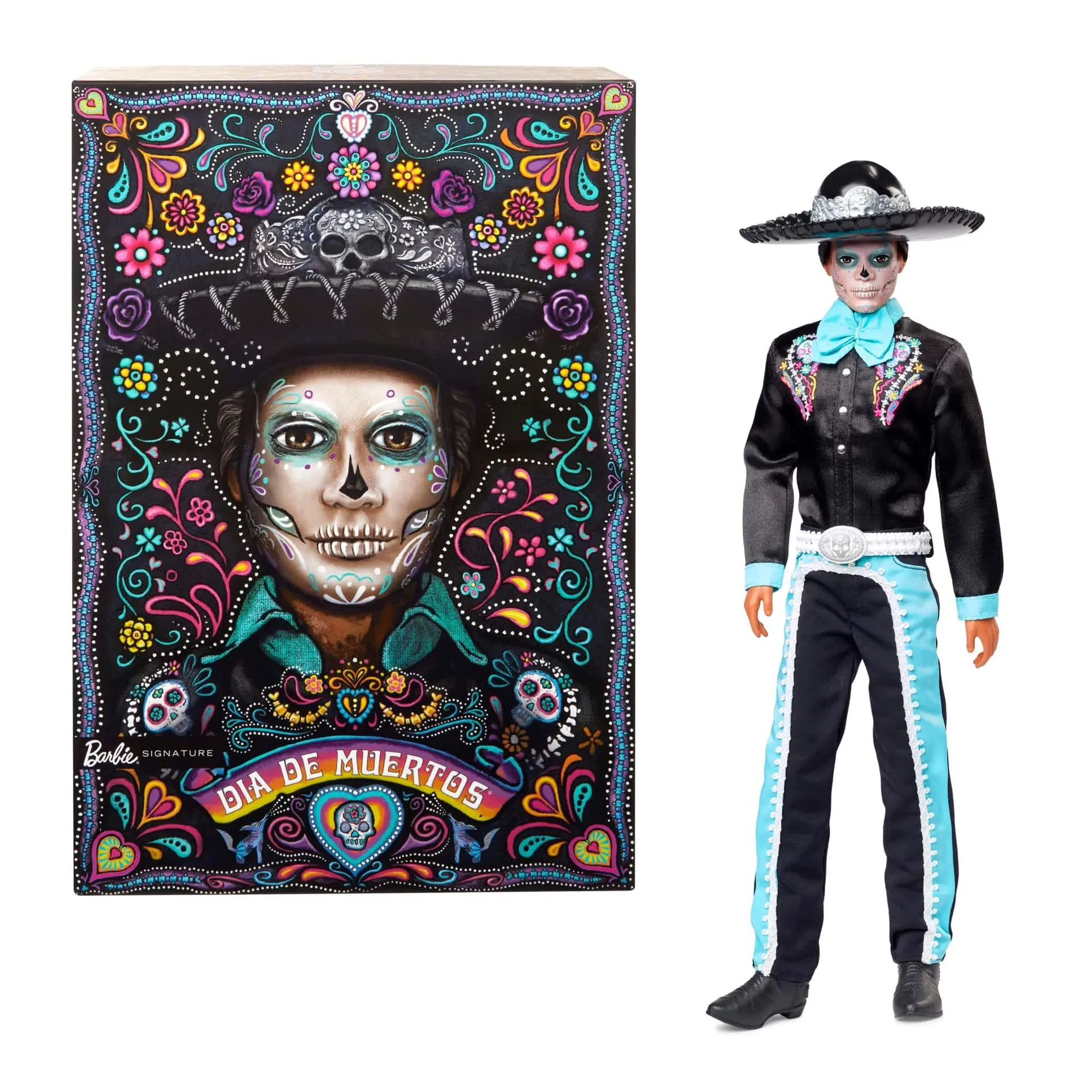 Barbie Signature Día De Muertos 2024 Collectible Ken Doll in Black Suit With Hat