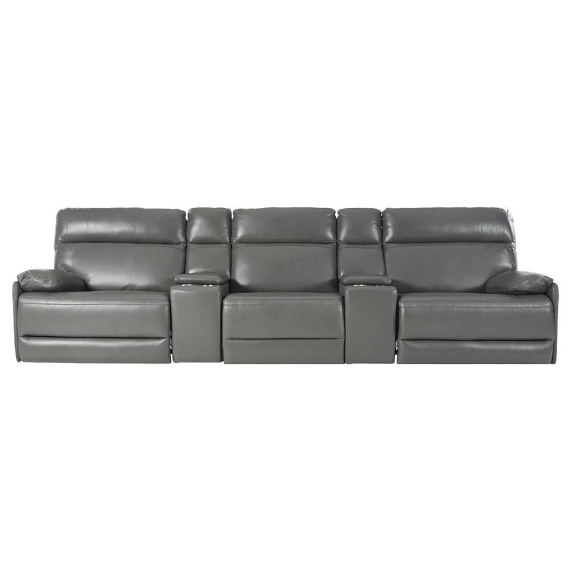 Benz Gray Home Theater Leather Seating with 5PCS/3PWR