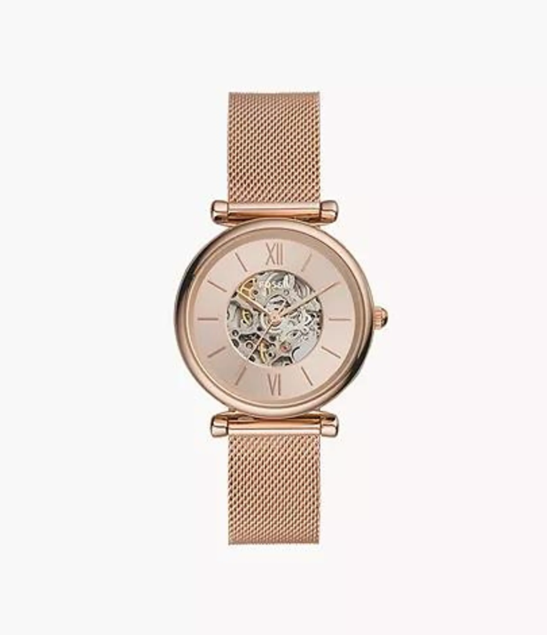 Carlie Automatic Rose Gold-Tone Stainless Steel Mesh Watch