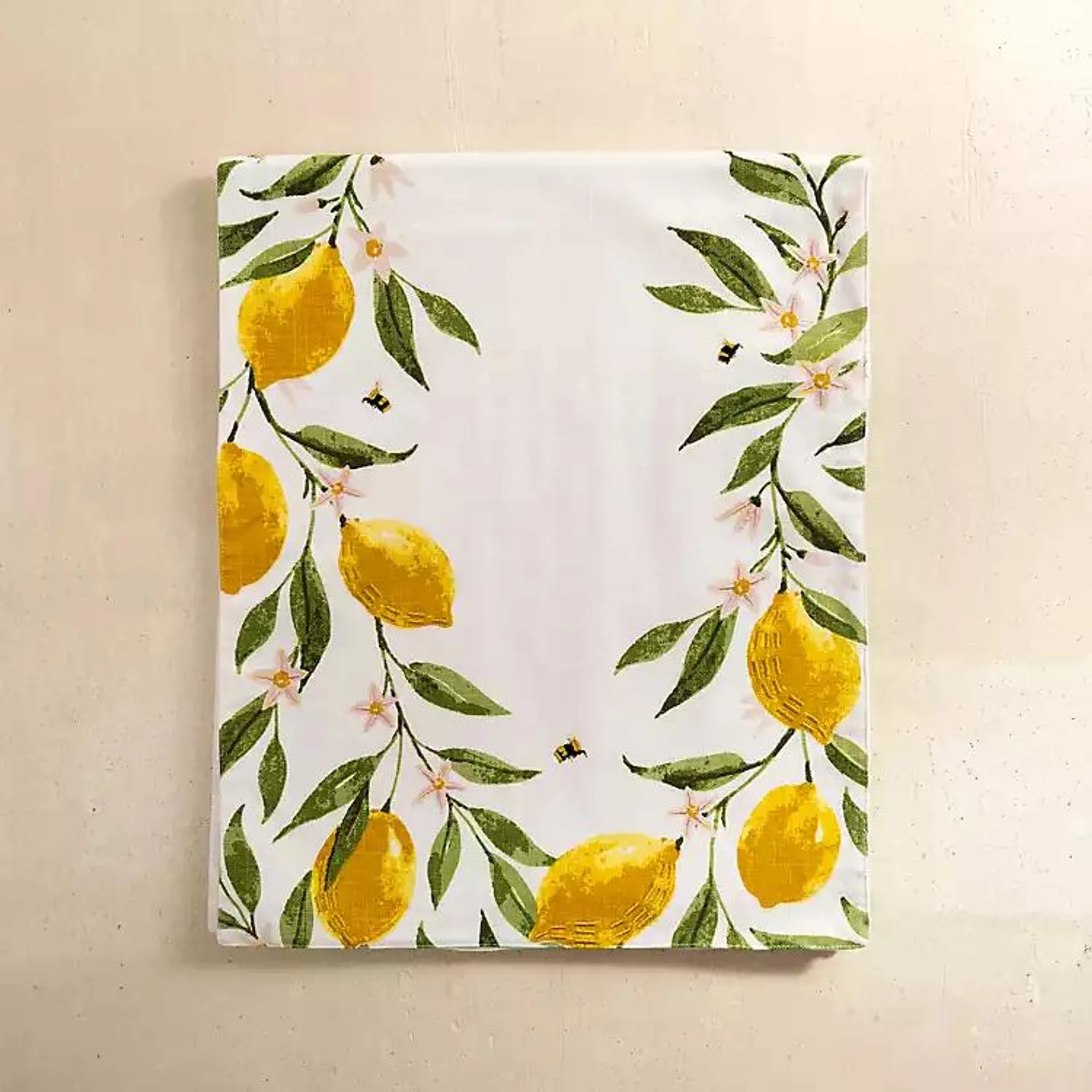 Watercolor Lemon and Bees Table Runner