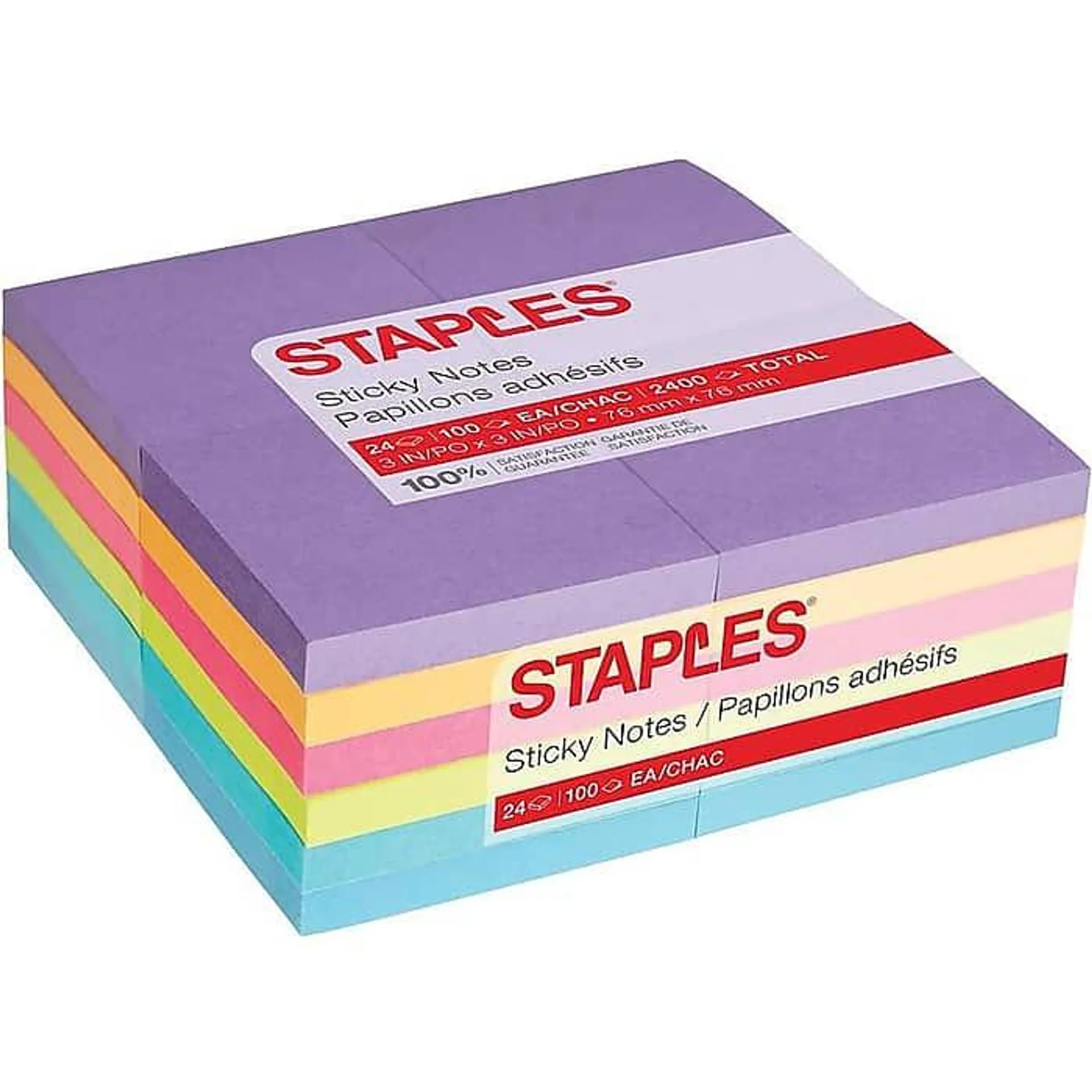 3" x 3", Sorbet Collection, 100 Sheet/Pad, 24 Pads/Pack (S-33BO24)