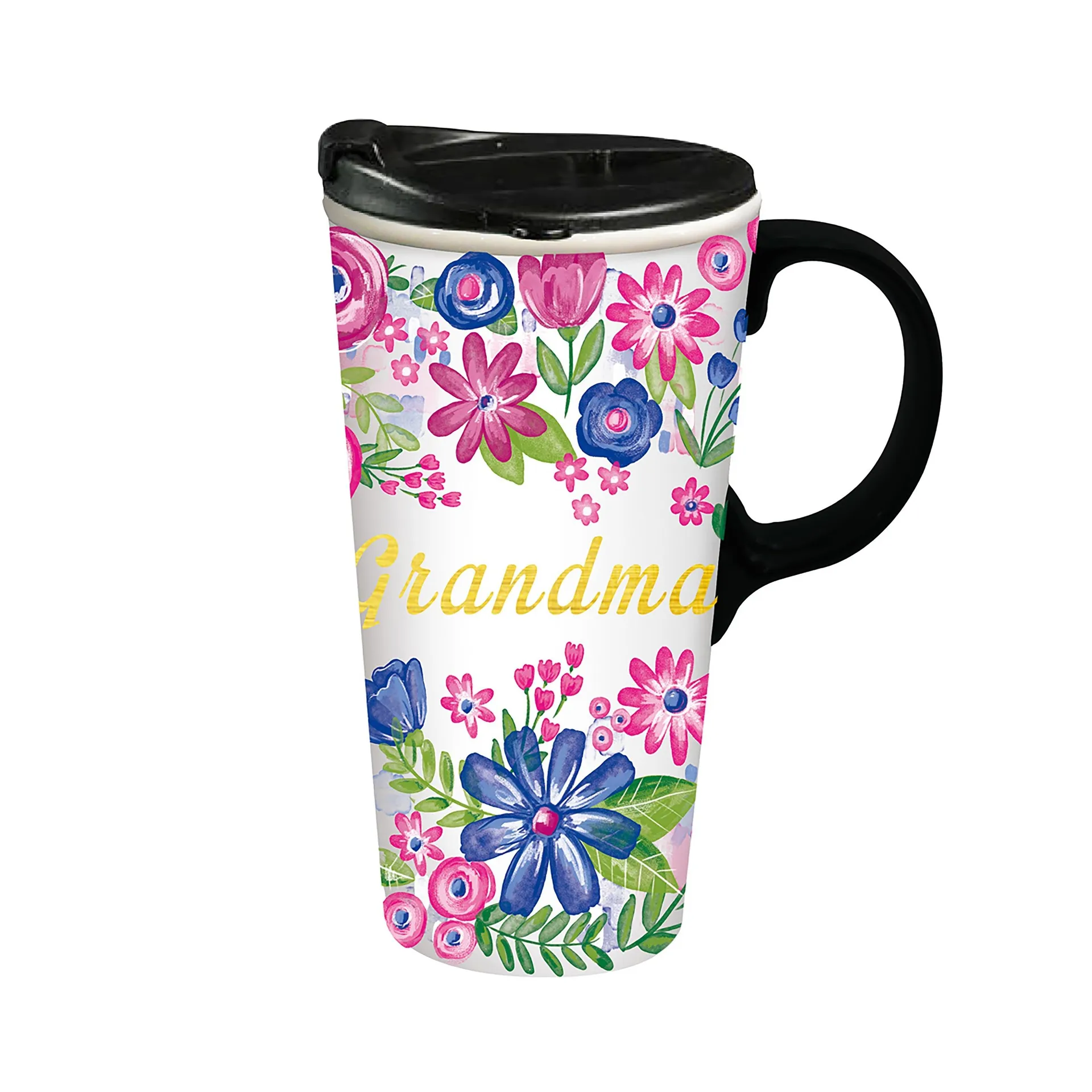 Floral 17 oz. Ceramic Travel Cup in Gift Box