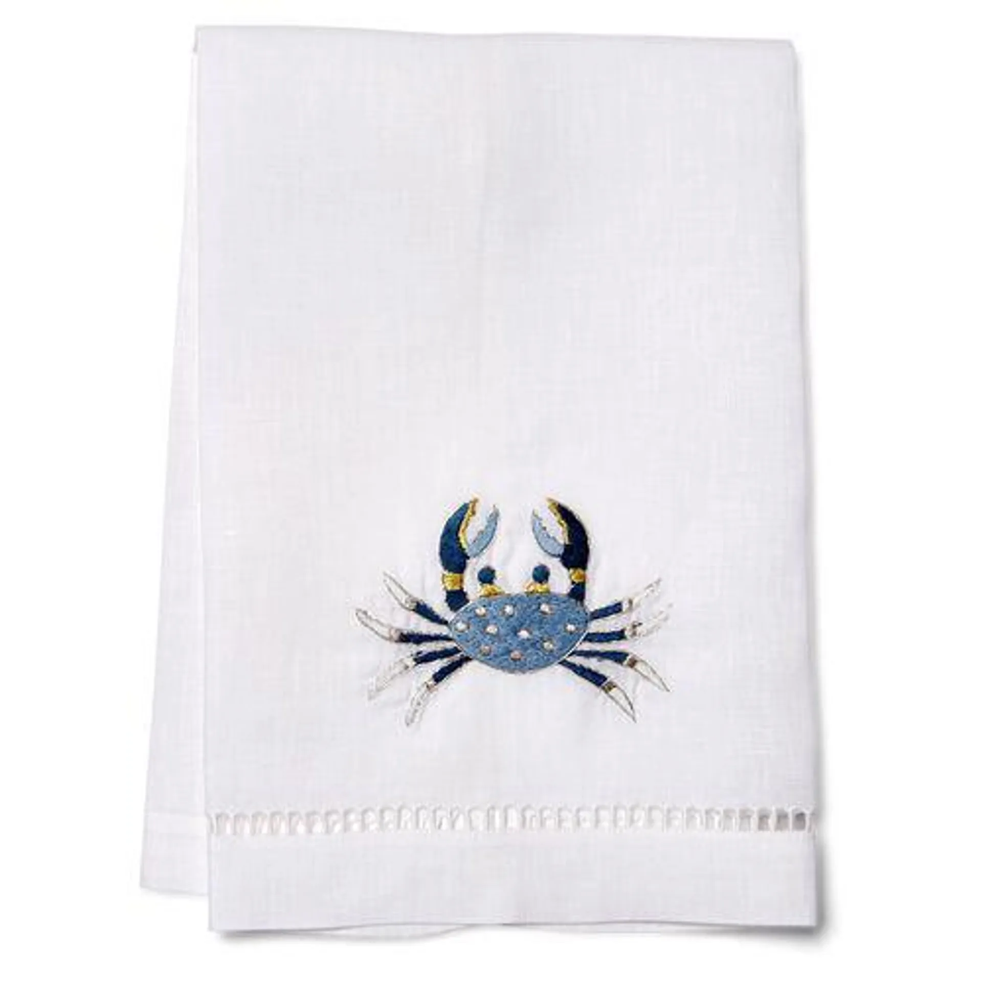 Crab Guest Towel, Blue/White