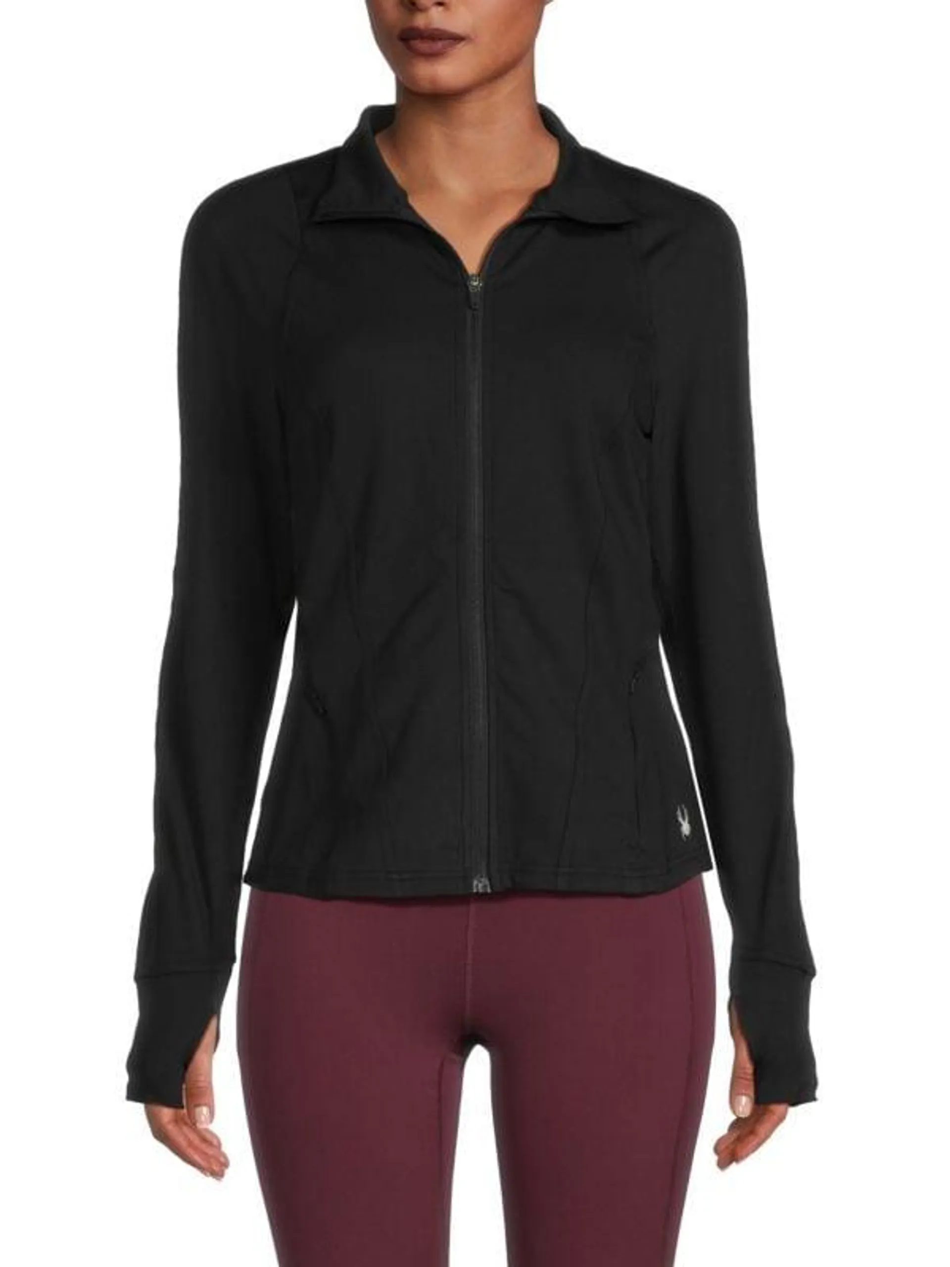 Mock Turtleneck Zip Front Jacket