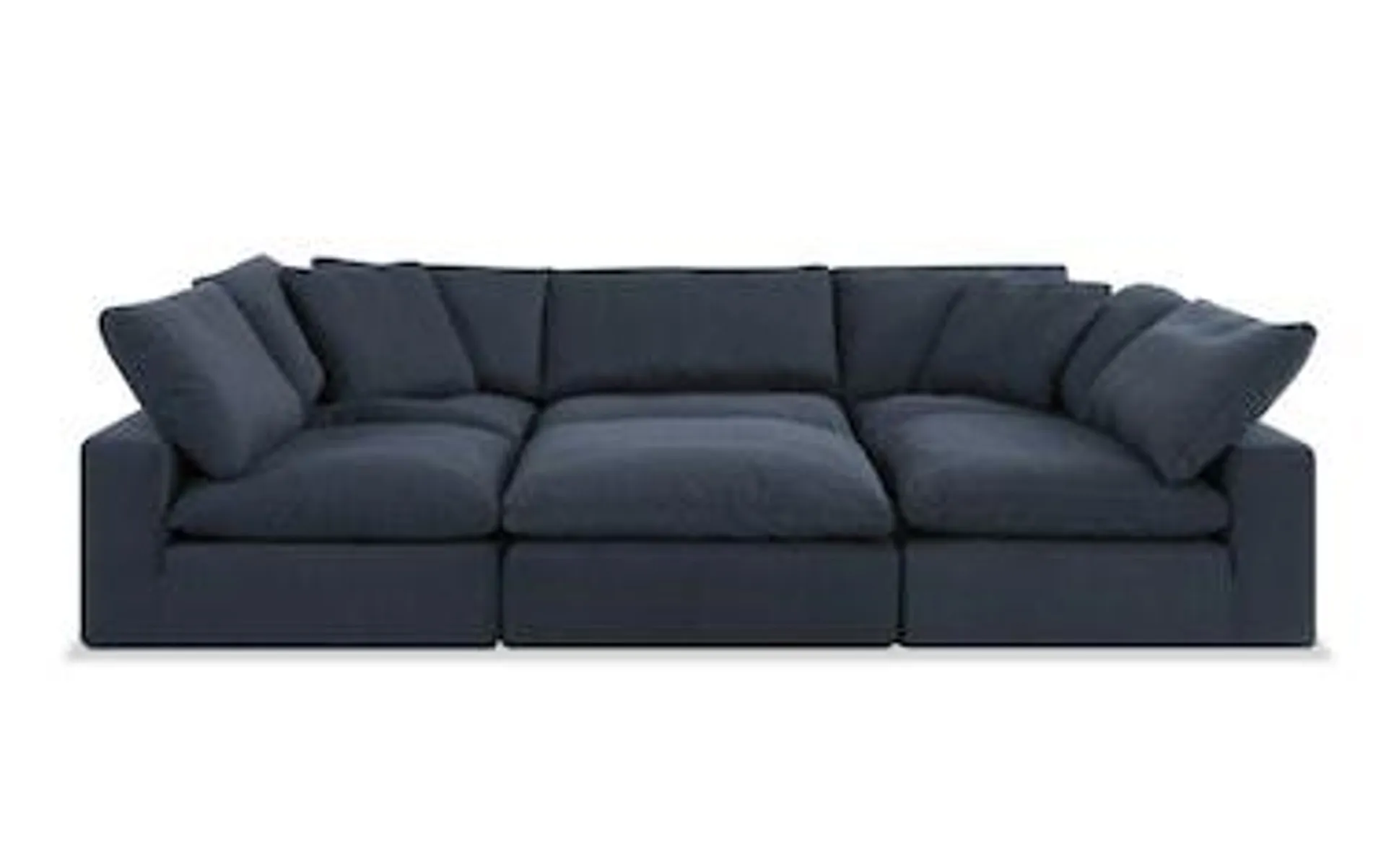 Dream Navy 131'' Modular 6 Piece Modular Sectional 2 Corners, 3 Armless Chairs, 1 Ottoman