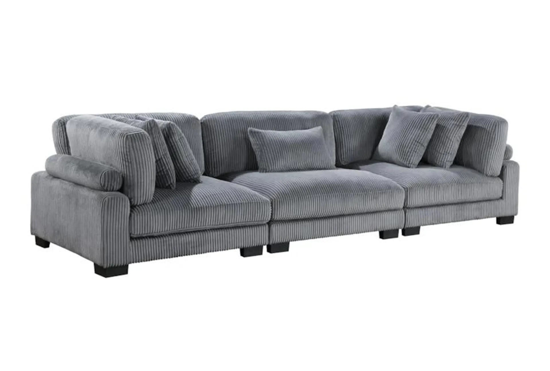 Ellery Grey Fabric Corduroy Sofa | Loose Reversible Back