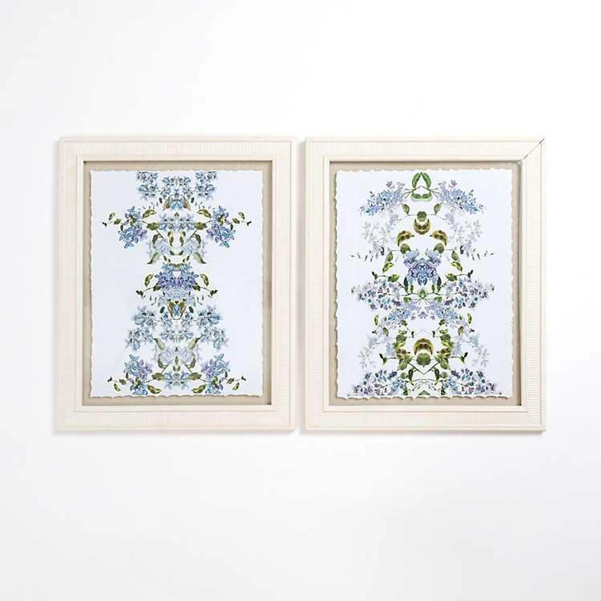 Blue Floral Chinoserie Framed Art Prints, Set of 2