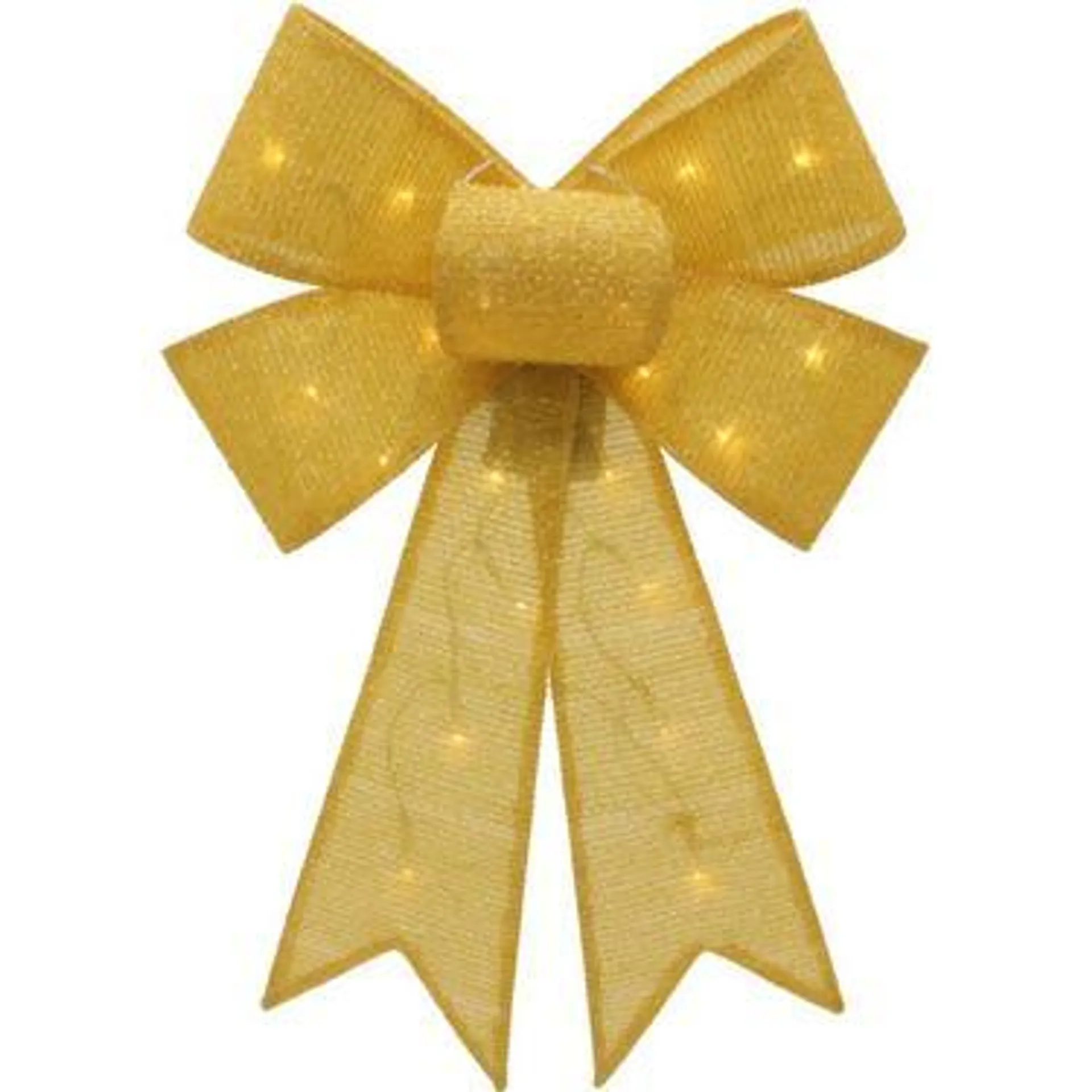 Light-Up Gold Fabric Bow, 21in