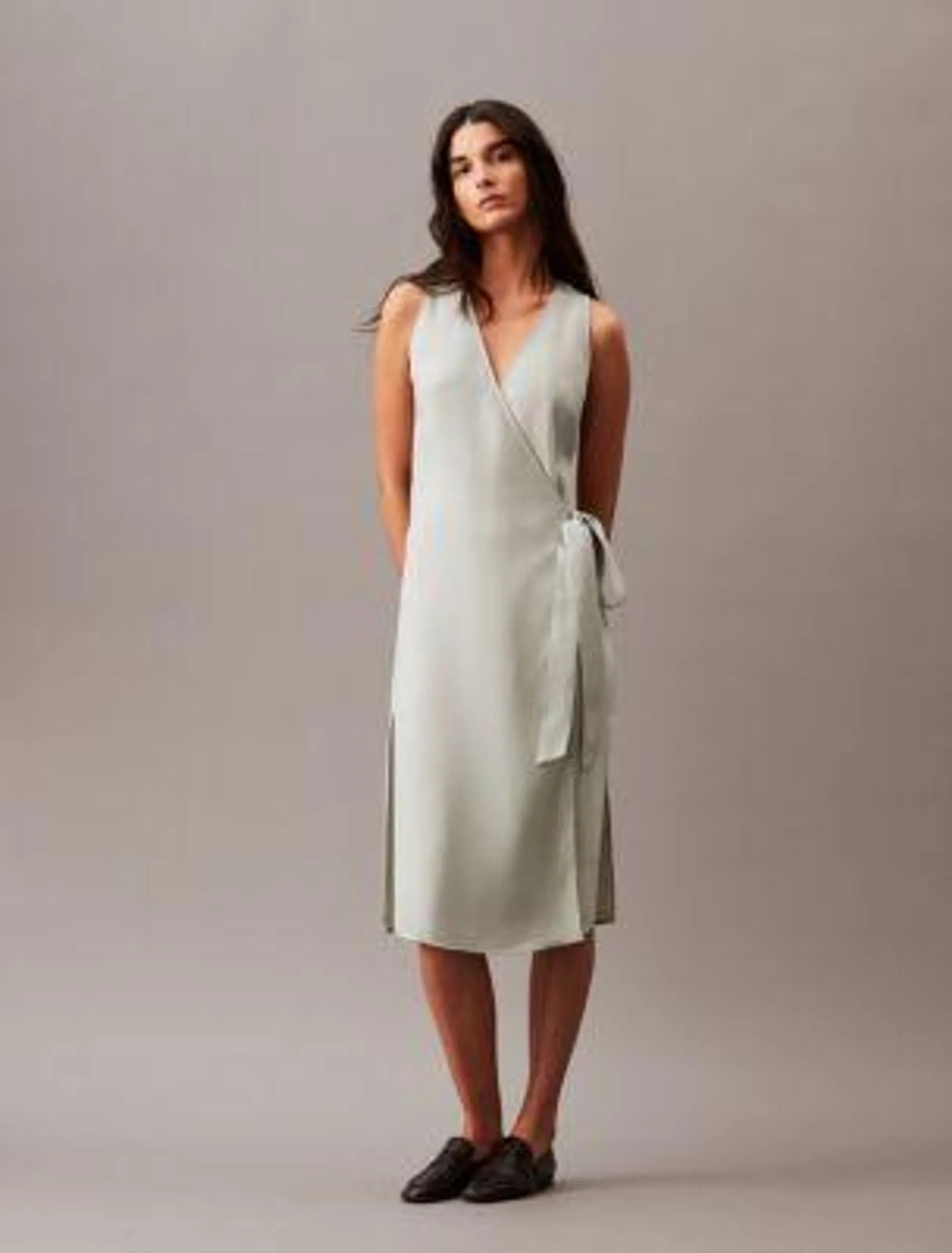 Flowing Midi Wrap Dress