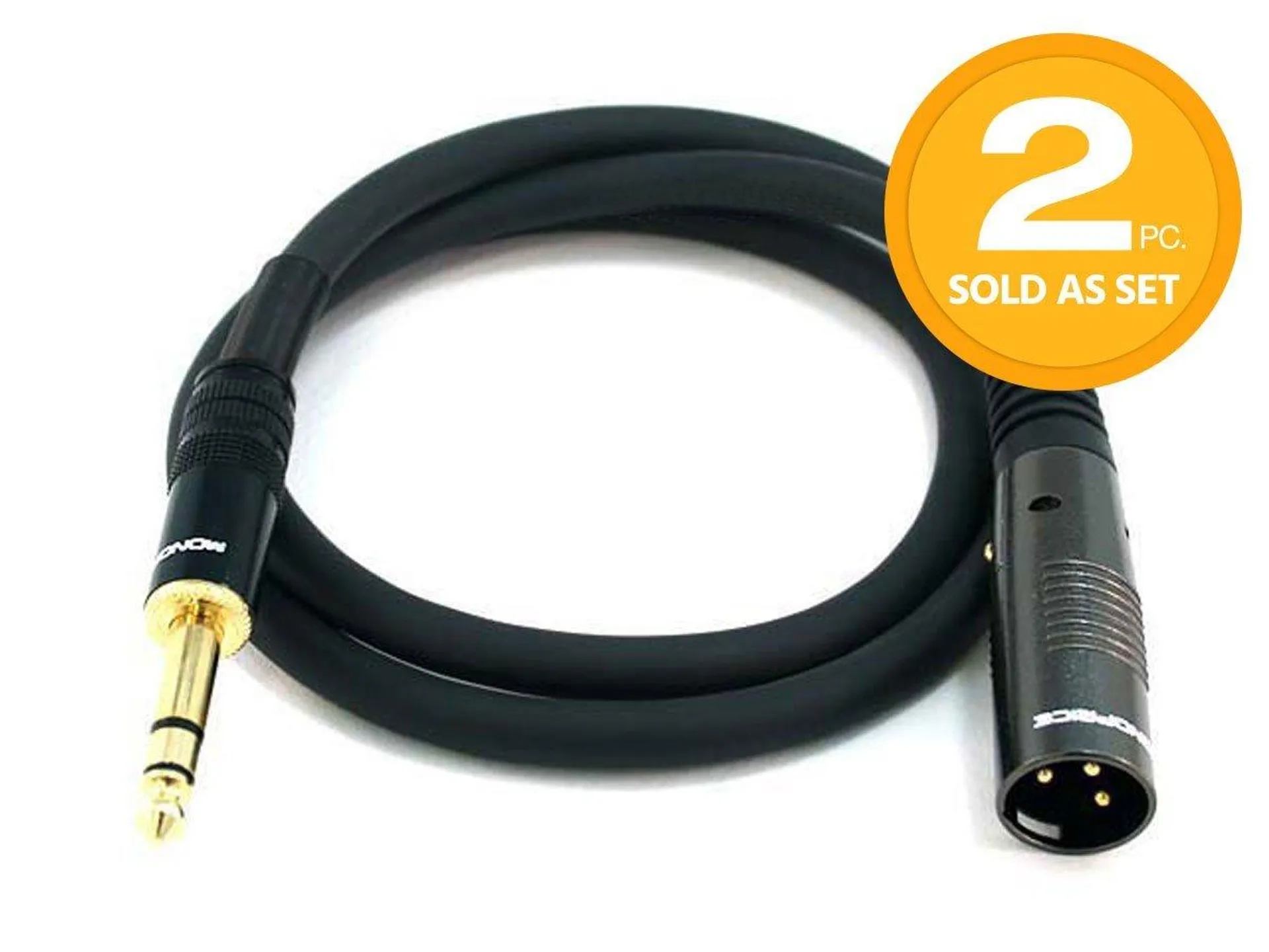 3ft Premier Series XLR Male to 1/4inch TRS Male 16AWG Cable (Gold Plated), 2 Pack