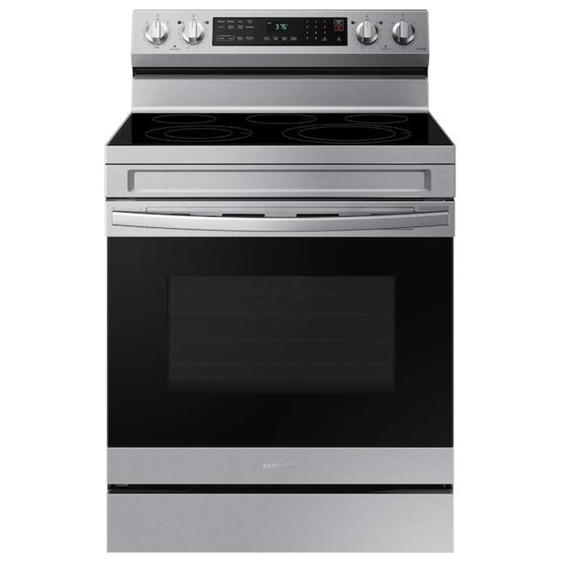 Samsung 30-in Glass Top 5 Burners 6.3-cu ft Self-Cleaning Air Fry Convection Oven Freestanding Smart Electric Range (Fingerprint Resistant Stainless Steel)