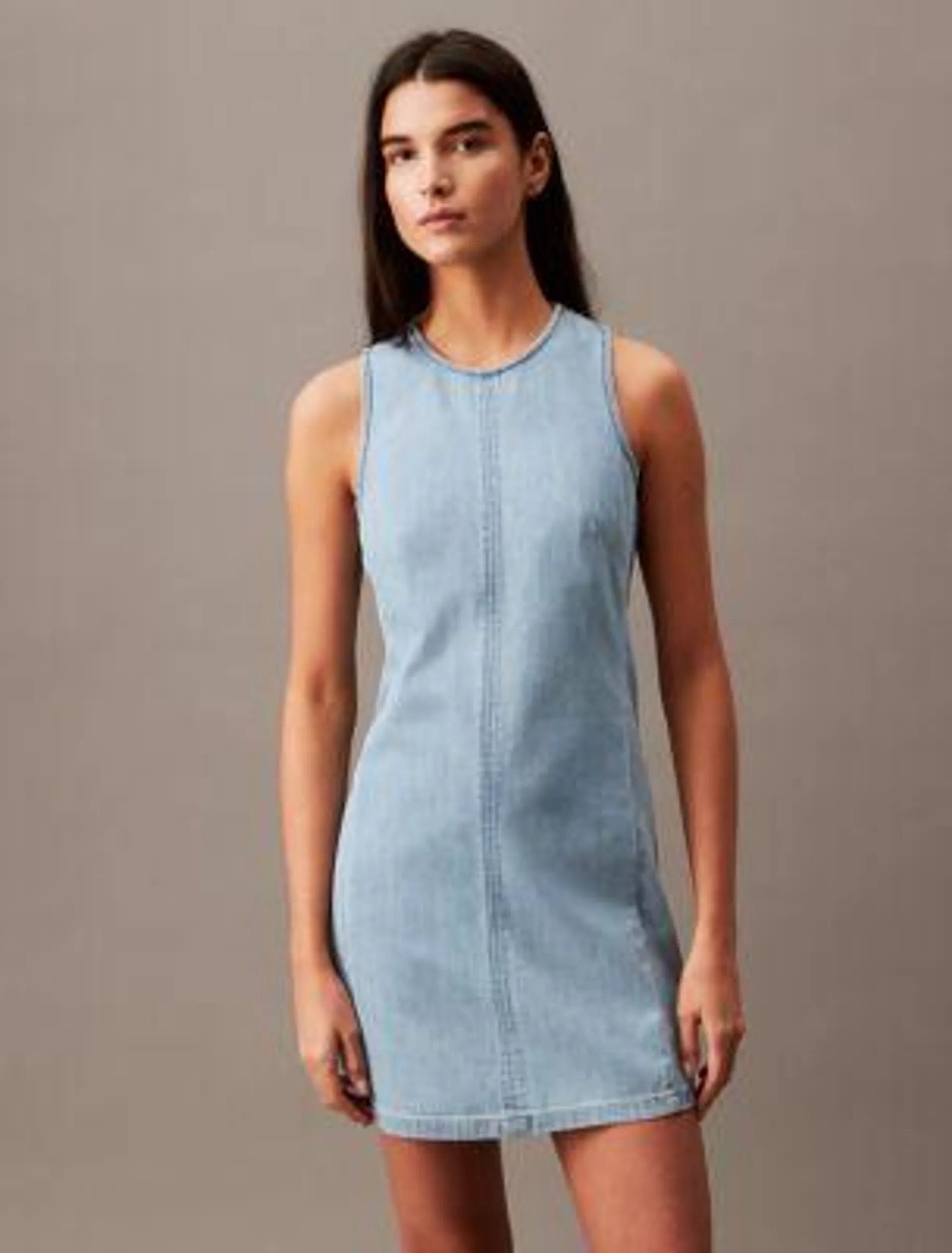 Chambray Mini Shift Dress