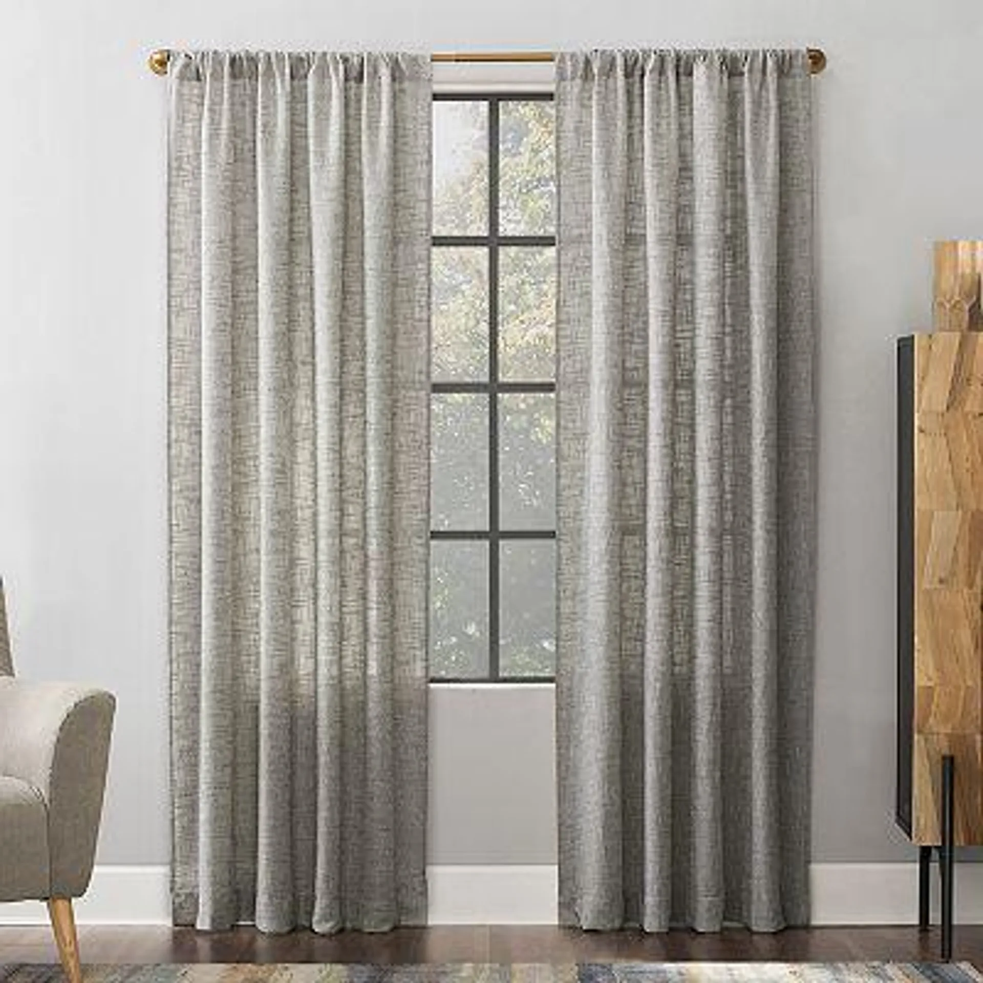 Scott Living 1-panel Wallis Crosshatch Slub Textured Sheer Window Curtain