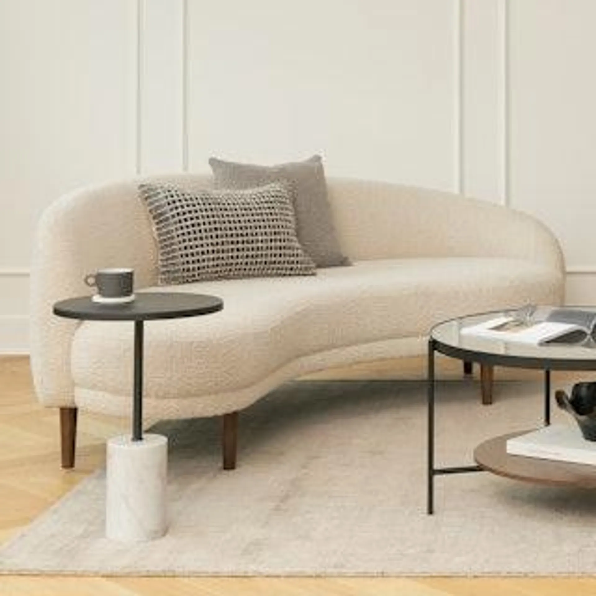 Kayra 87" Bouclé Sofa - Ivory