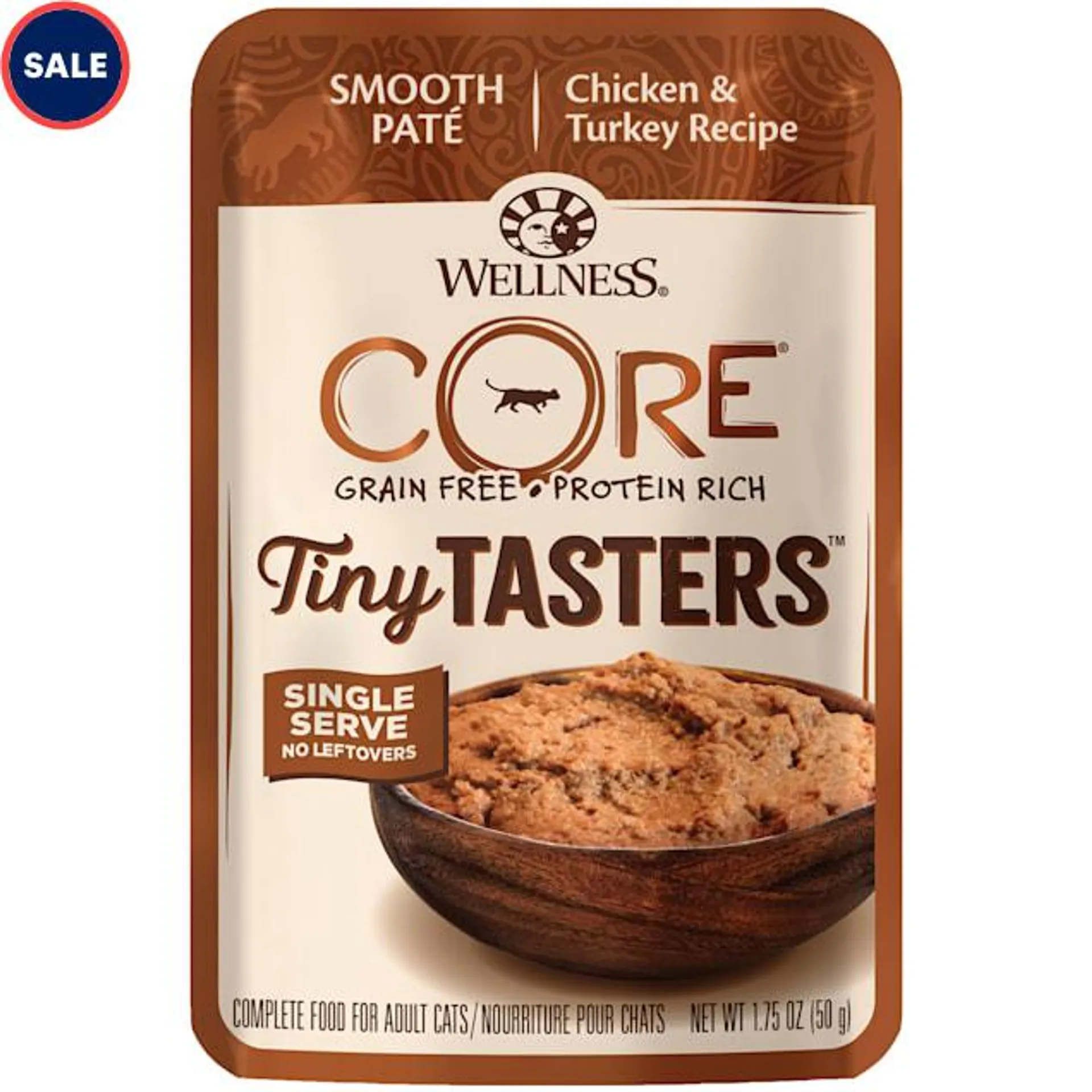 Wellness CORE Grain Free Tiny Tasters Chicken & Turkey Pate Wet Cat Food, 1.75 oz., Case of 12