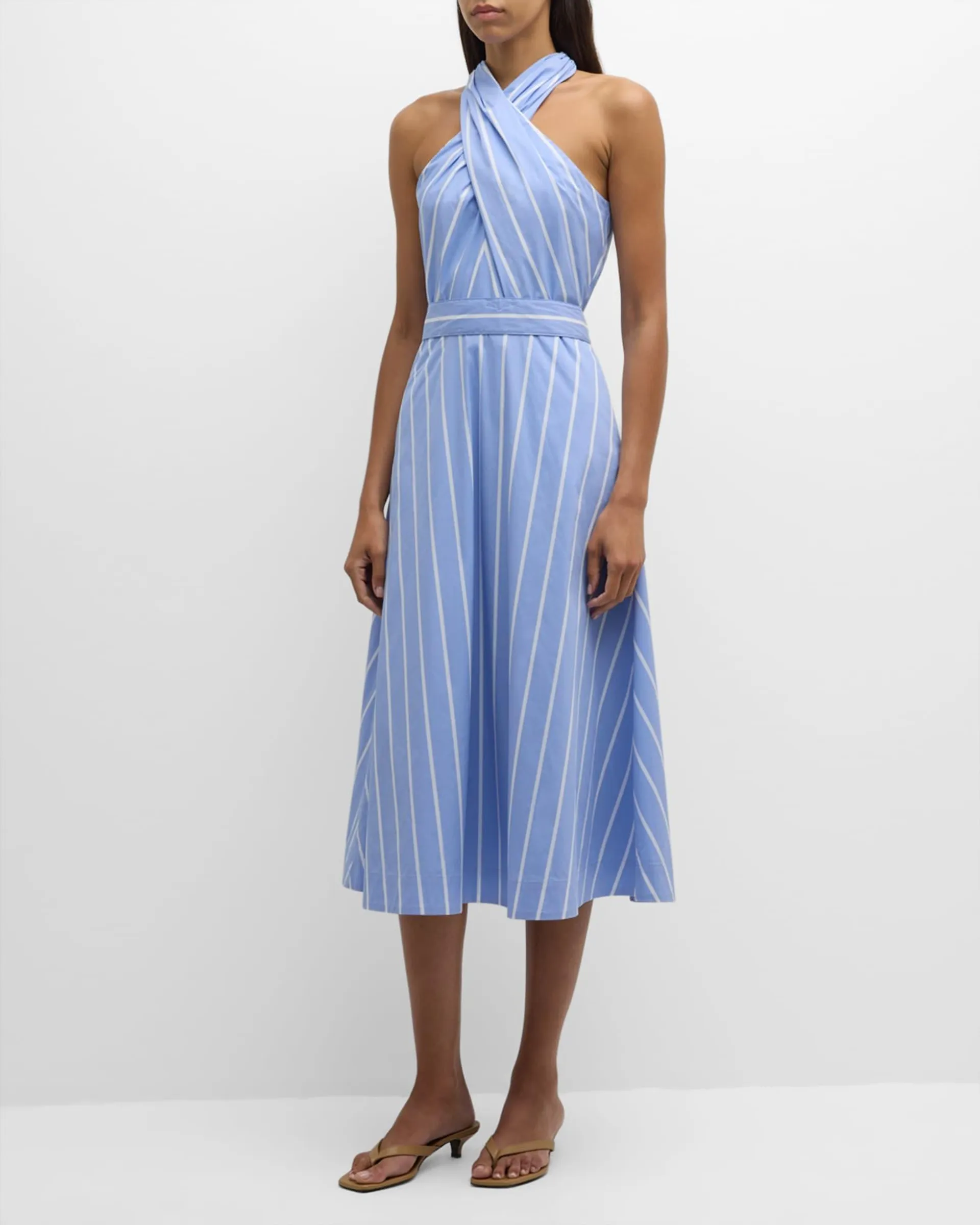 Baylee Stripe Halter Midi Dress