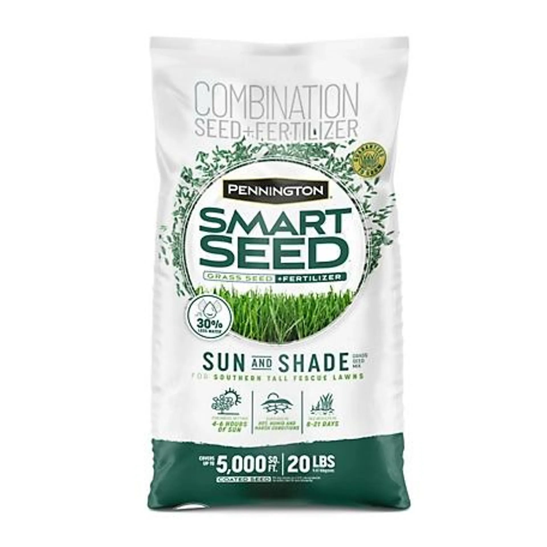 Pennington 20 lb. 5,000 sq. ft. Smart Seed Sun and Shade Mix PC Grass Seed, South