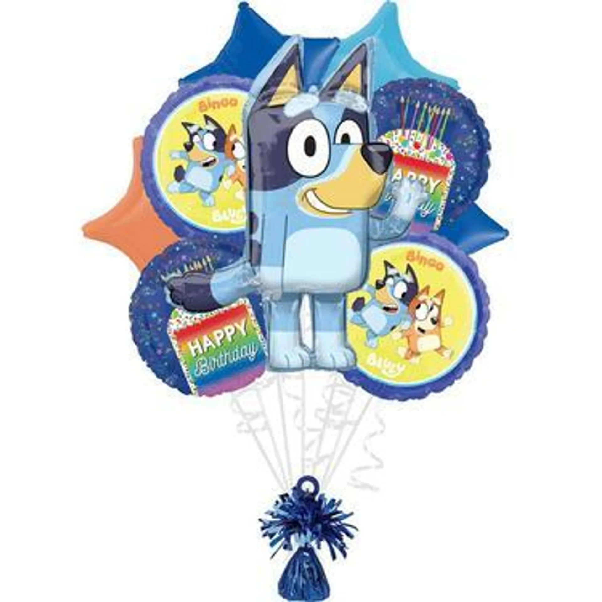 Bluey Foil Balloon Bouquet with Balloon Weight, 10pc