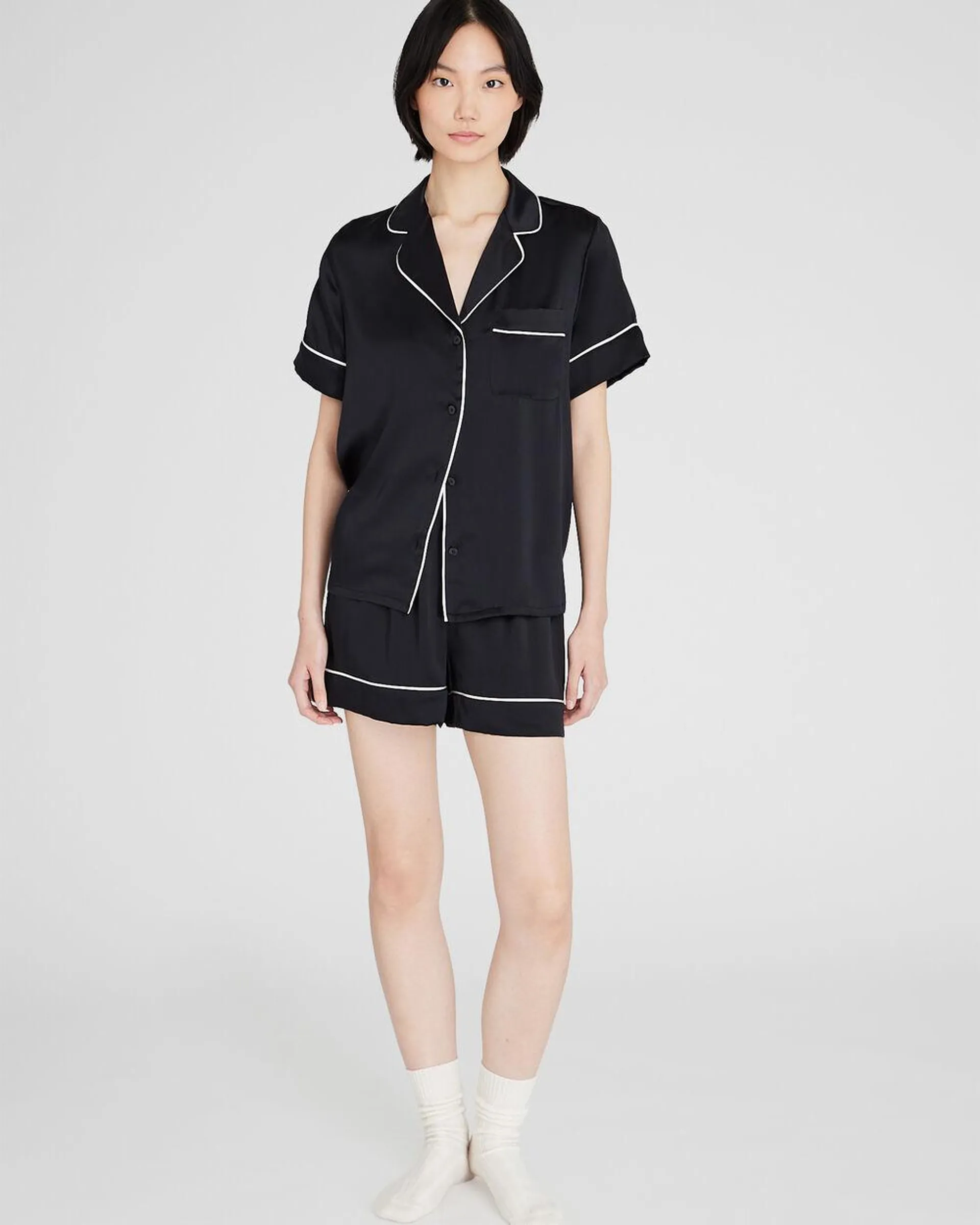 Silk Short-Sleeve Pajama Set