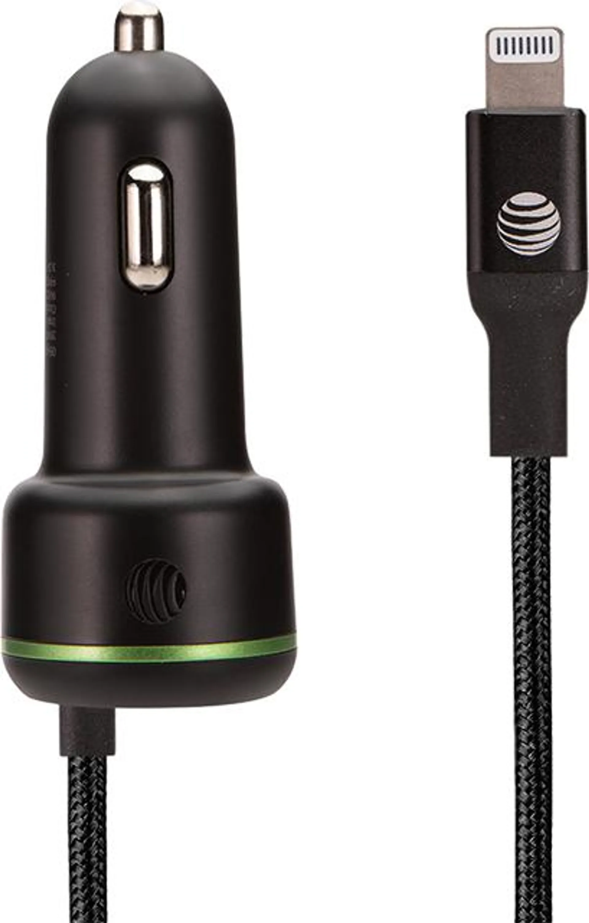 AT&T Captive Cable Power Delivery Car Charger 40W with USB-C Port (Lightning)