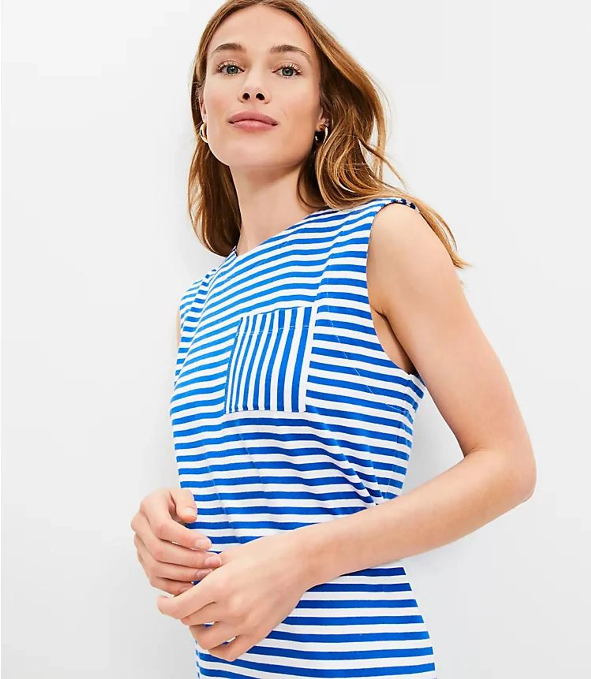 Striped Pocket Muscle Tee Dress