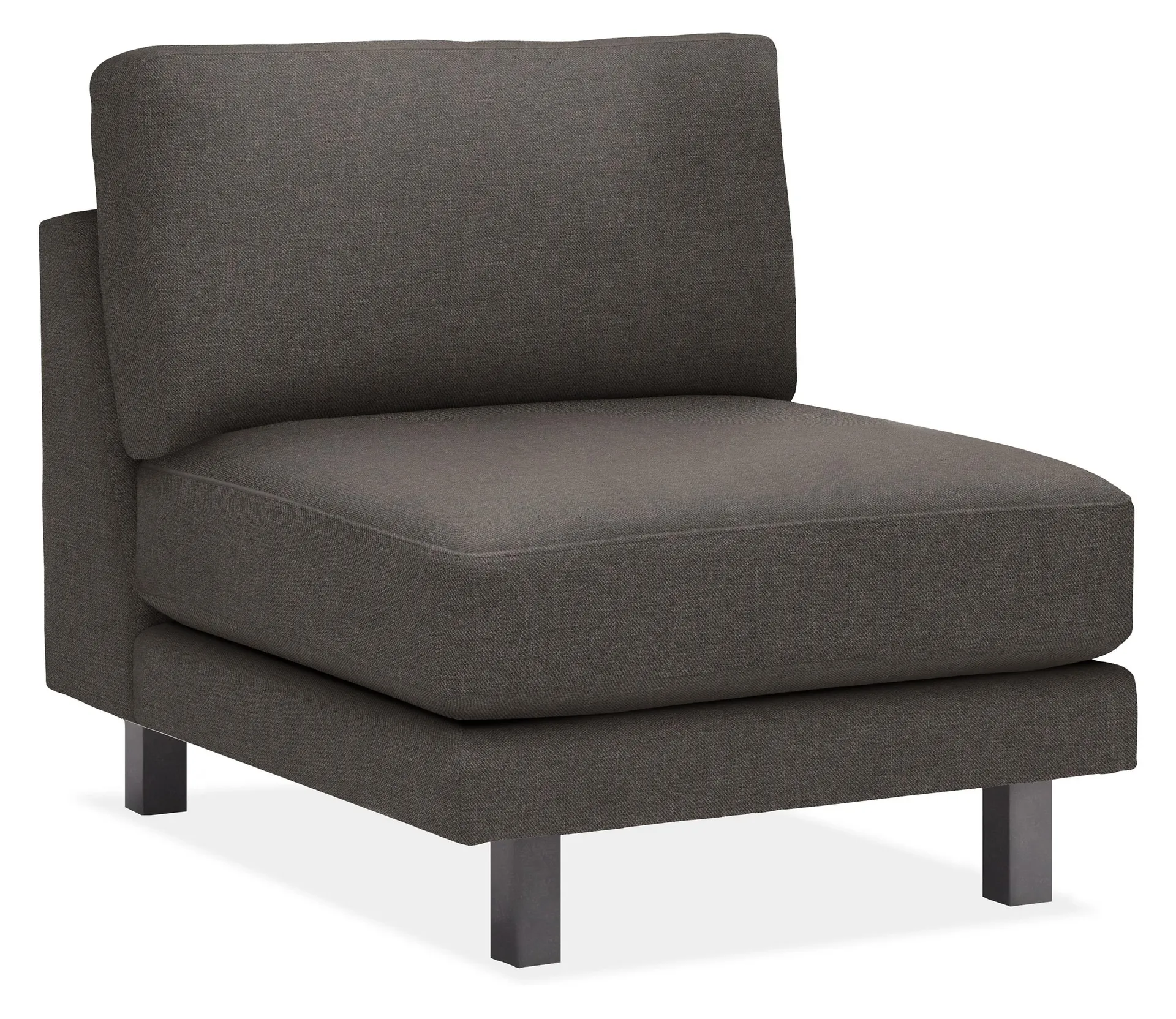 Cade Armless Chair in Gino Charcoal with Natural Steel Legs