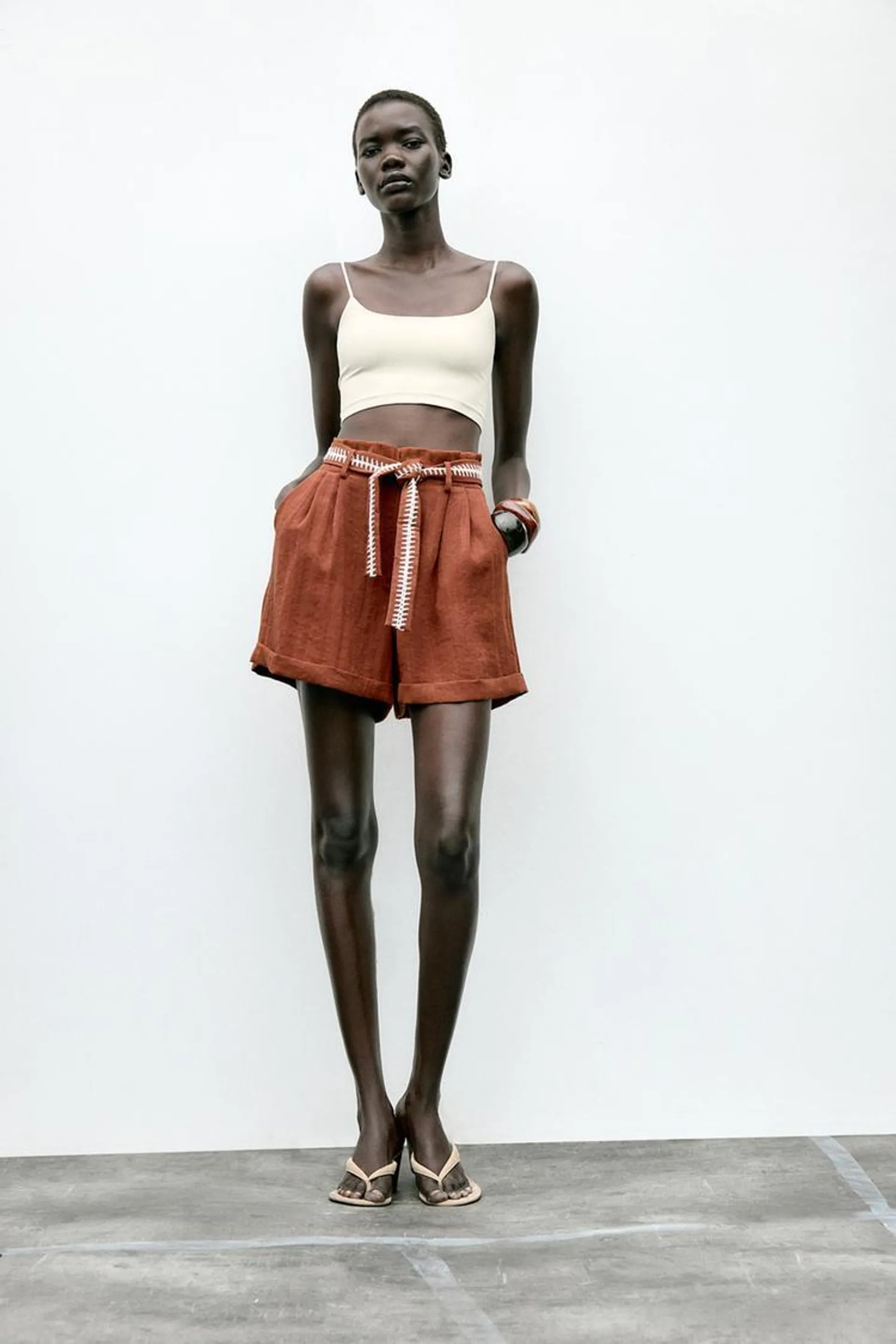EMBROIDERED BELT SHORTS