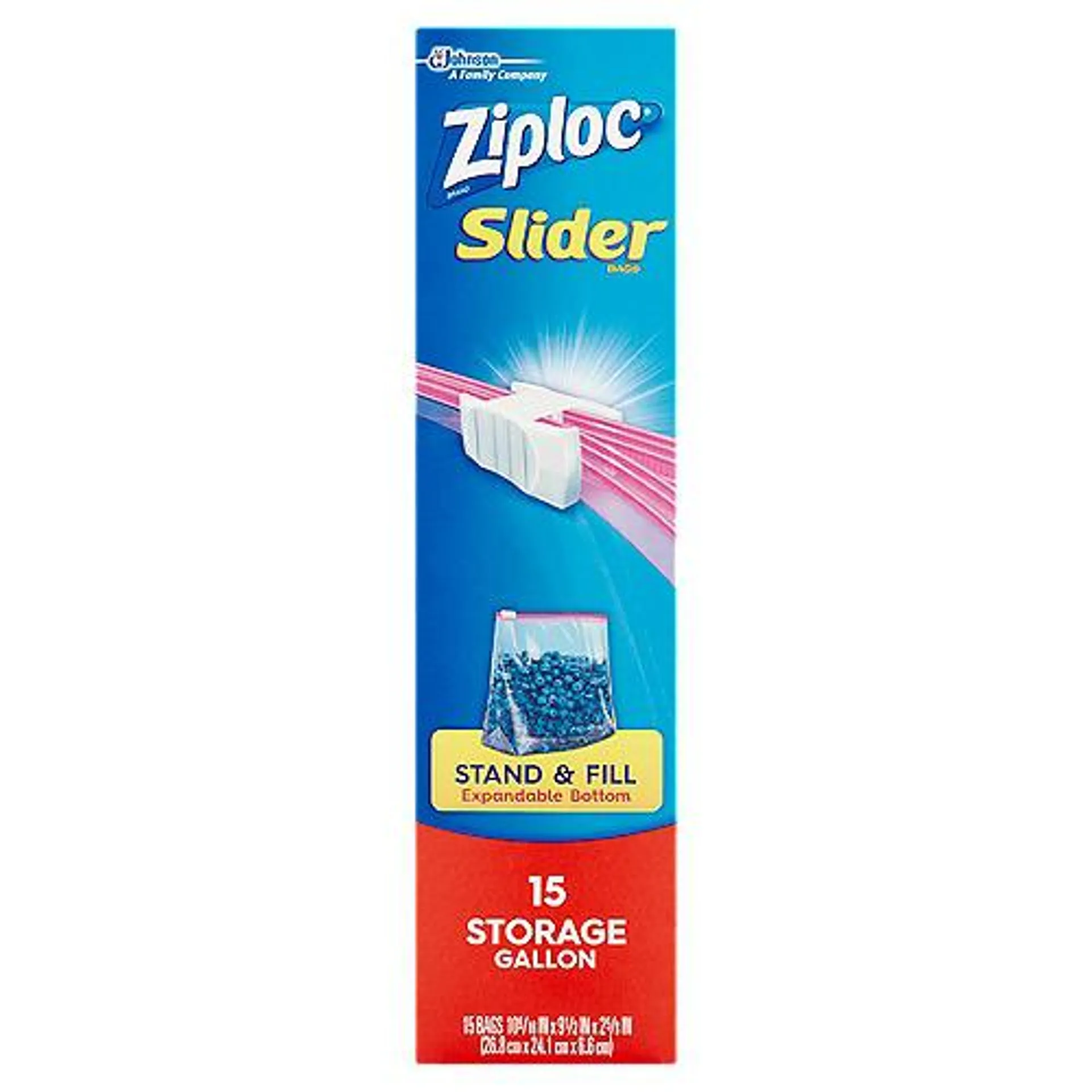 Ziploc Storage Gallon, Slider Bags, 15 Each