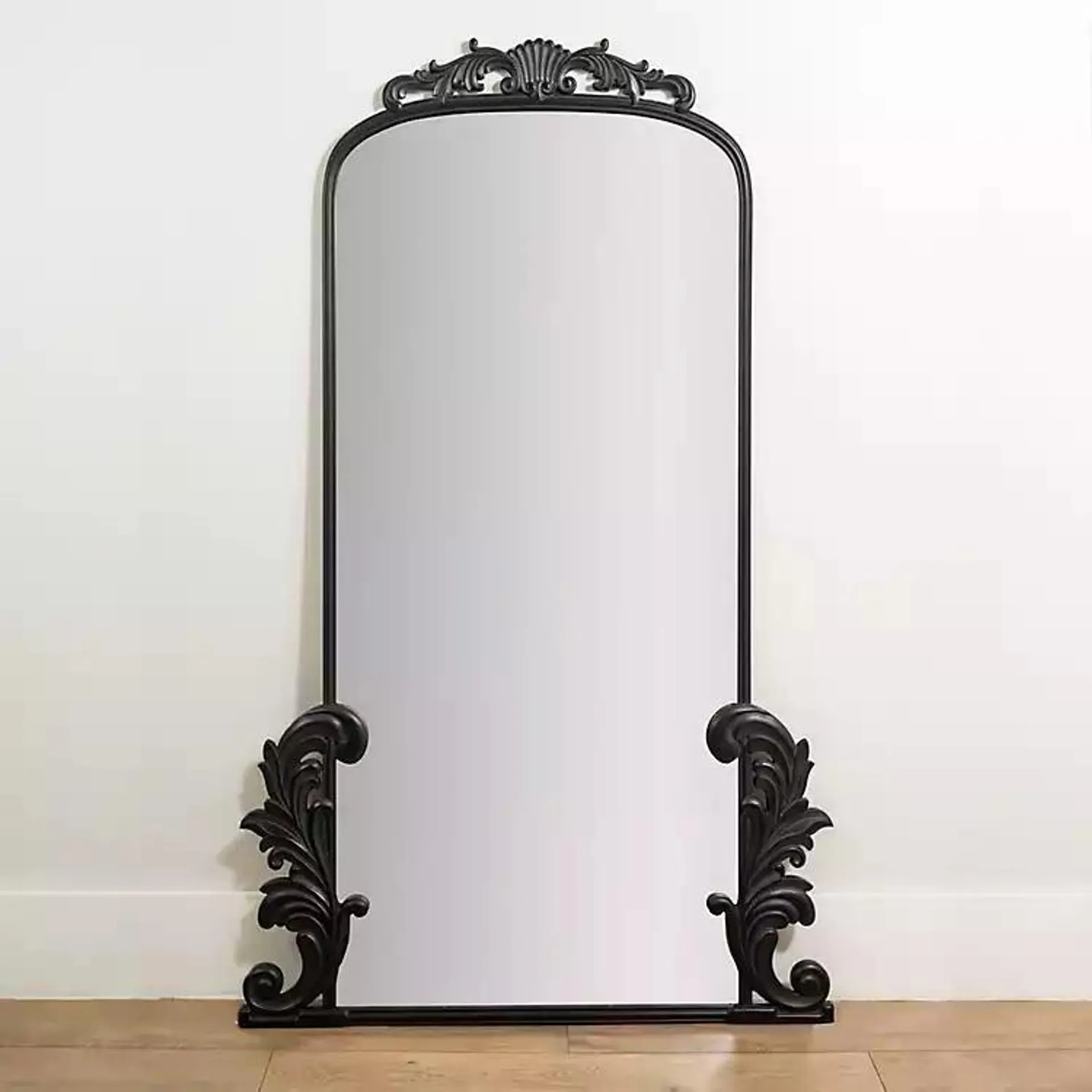Black Ornate Scroll Bordeaux Wood Mirror