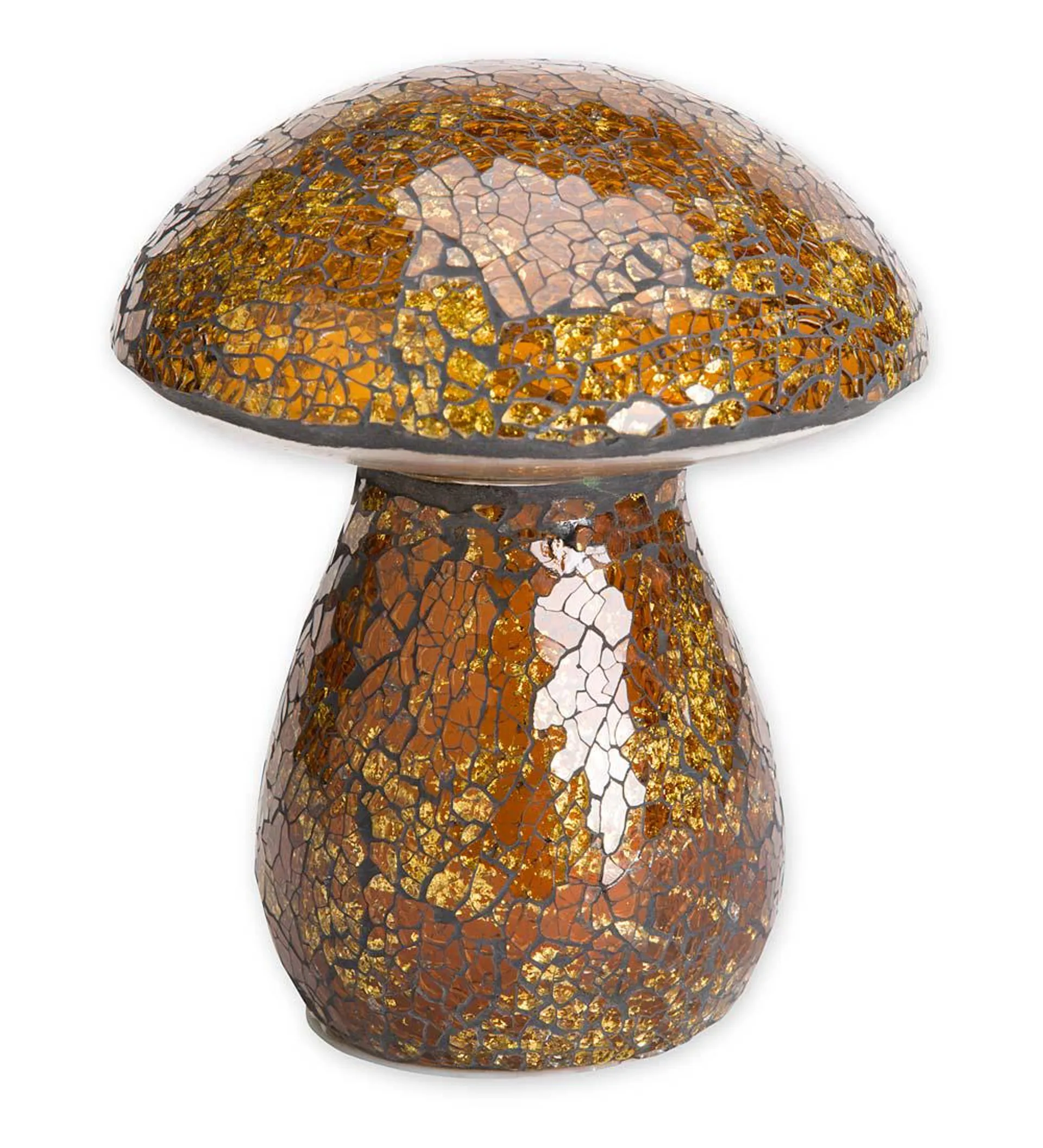 Glass Mosaic Mushroom Lawn Ornament - Amber