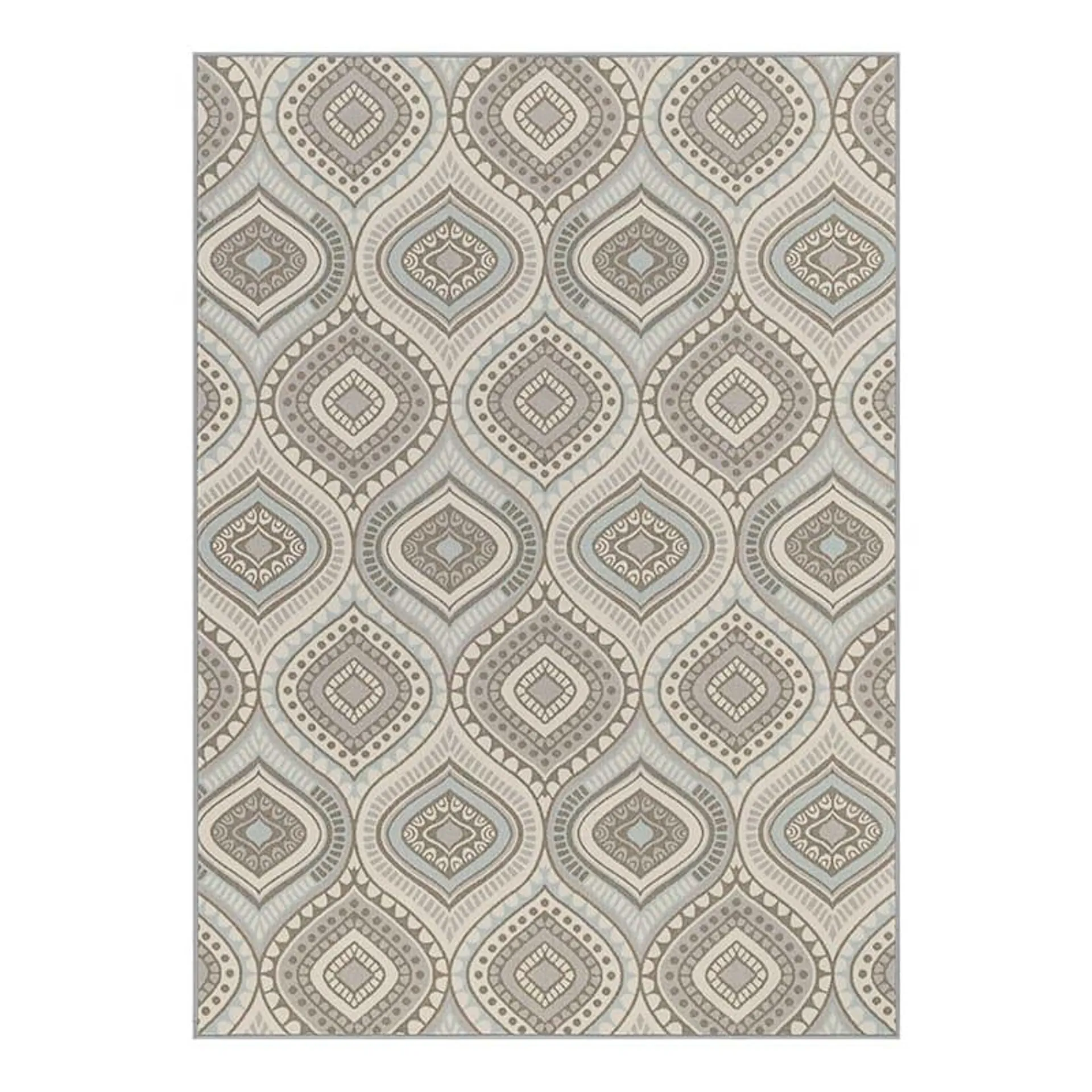 (D407) Contemporary Geometric Ogee Design Area Rug, 7x10