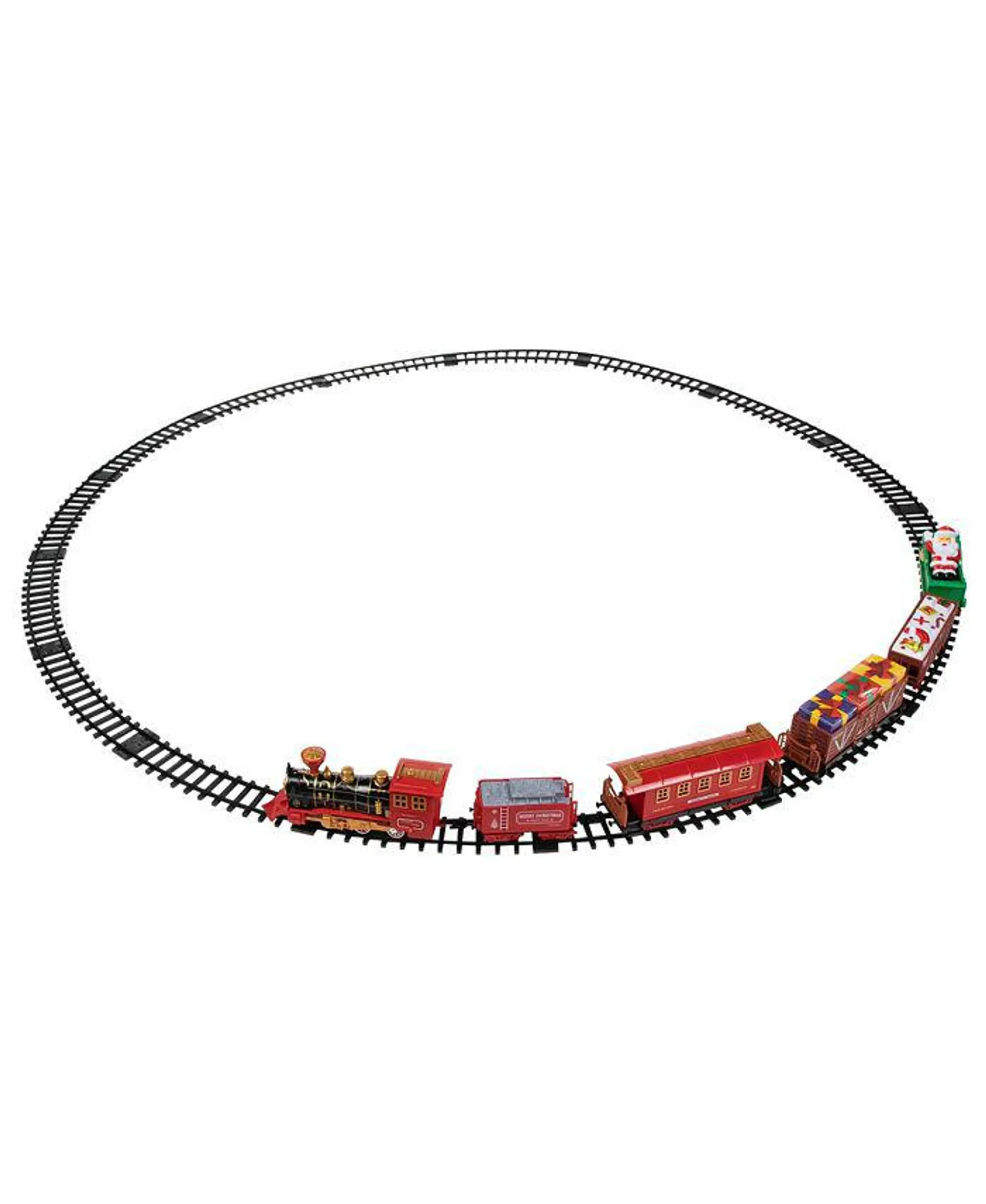 Battery Operated Lighted and Animated Christmas Train With Music and Sound Set, 22 Piece