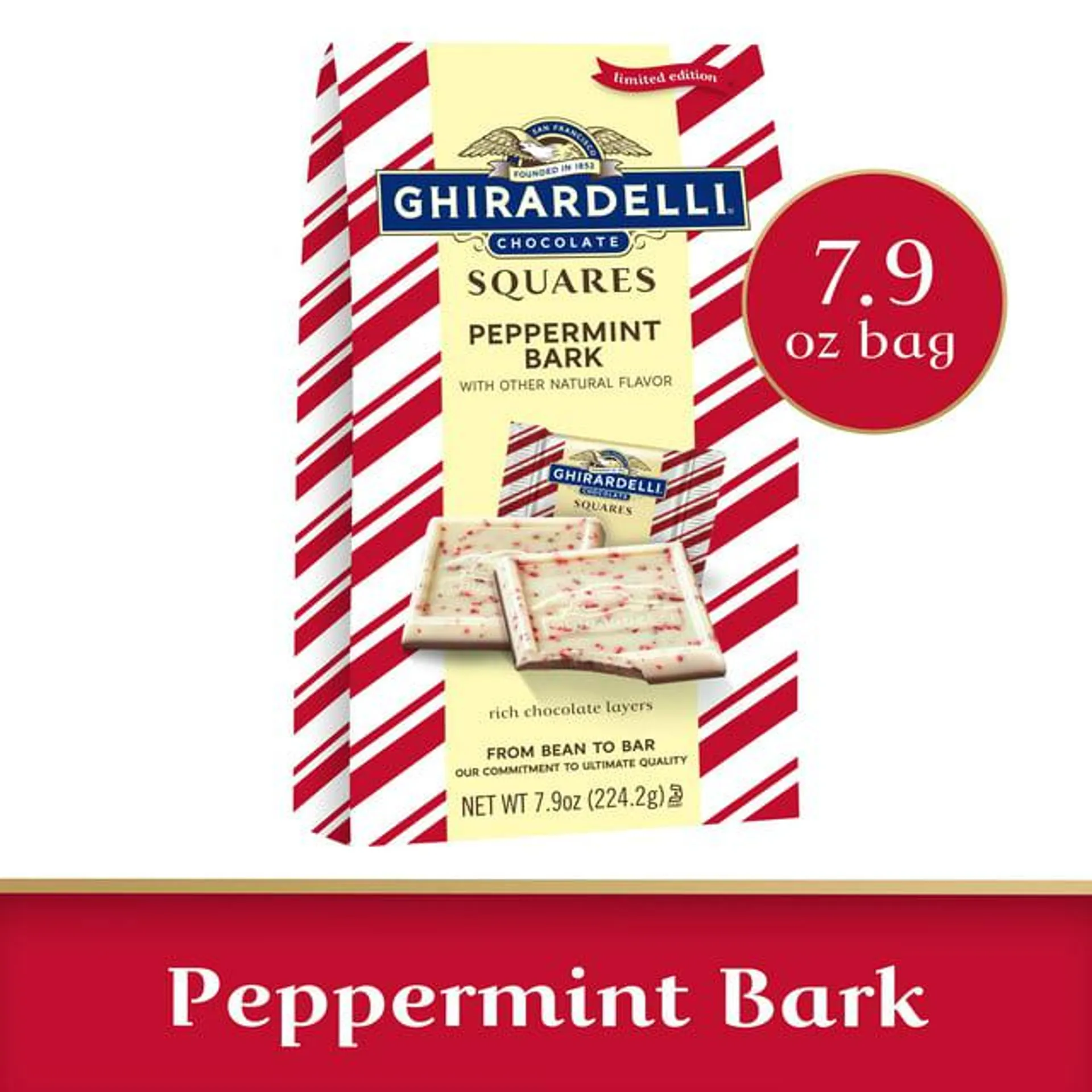 GHIRARDELLI Peppermint Bark Chocolate Squares, 7.9 oz Bag