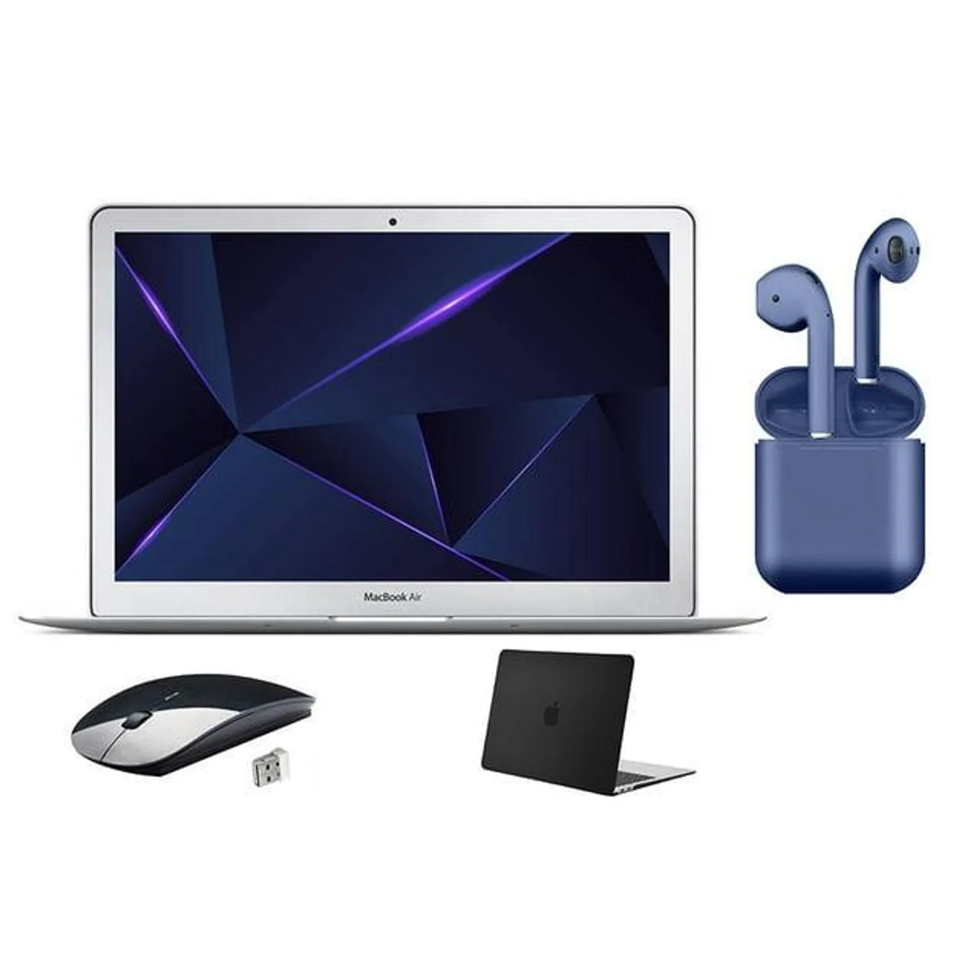 Restored Apple MacBook Air (2017) 13.3-inch Intel Core i5 8GB RAM Mac OS 128GB SSD Bundle: Black Case, Wireless Mouse, Bluetooth/Wireless Airbuds By Certified 2 Day Express (Refurbished)