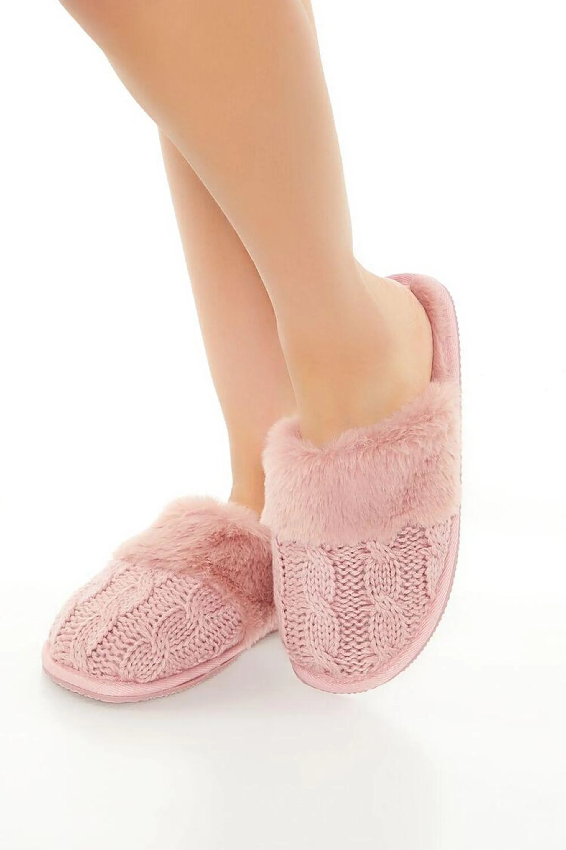 Faux Fur-Trim House Slippers