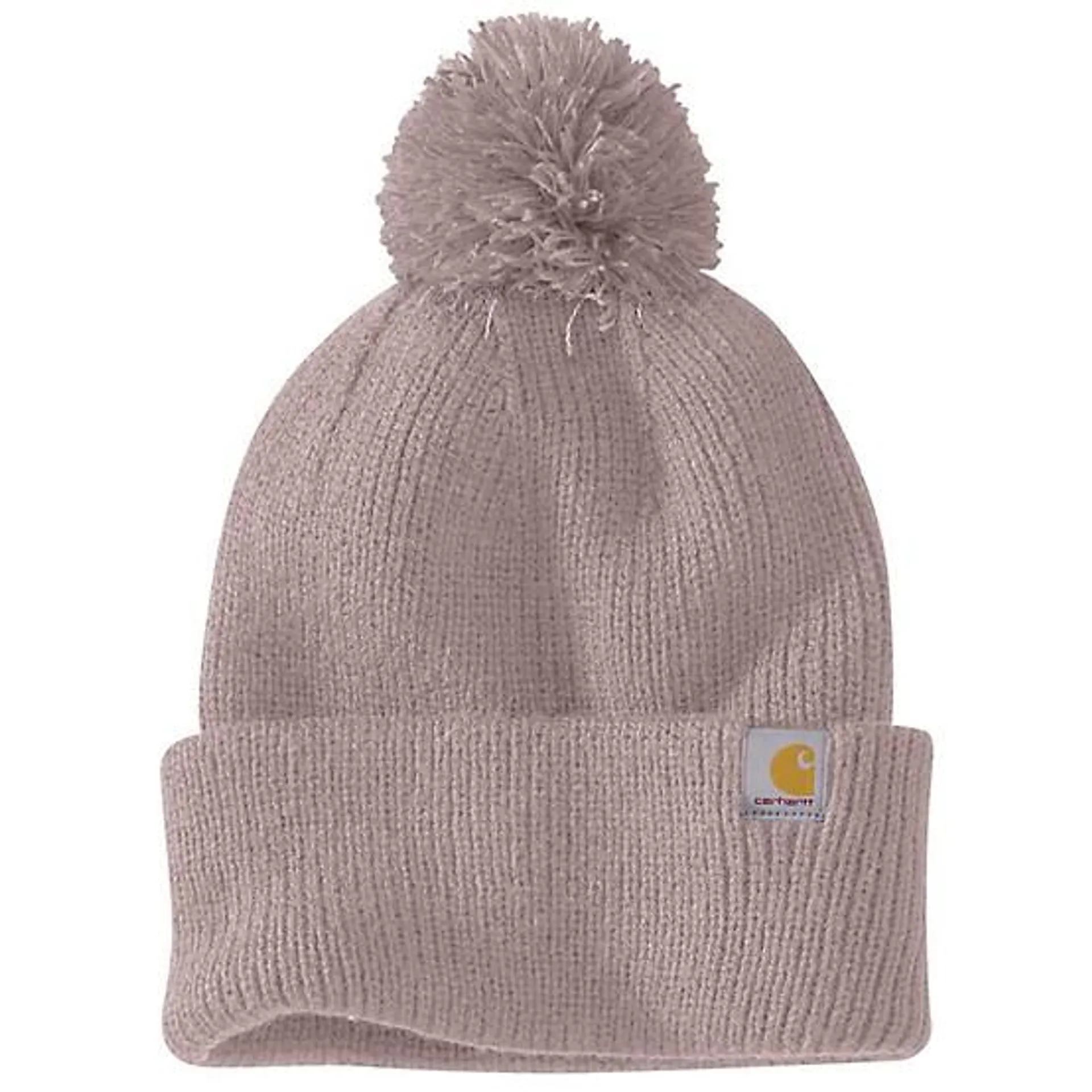 Women's Cuffed Acrylic Knit Beanie with Pom